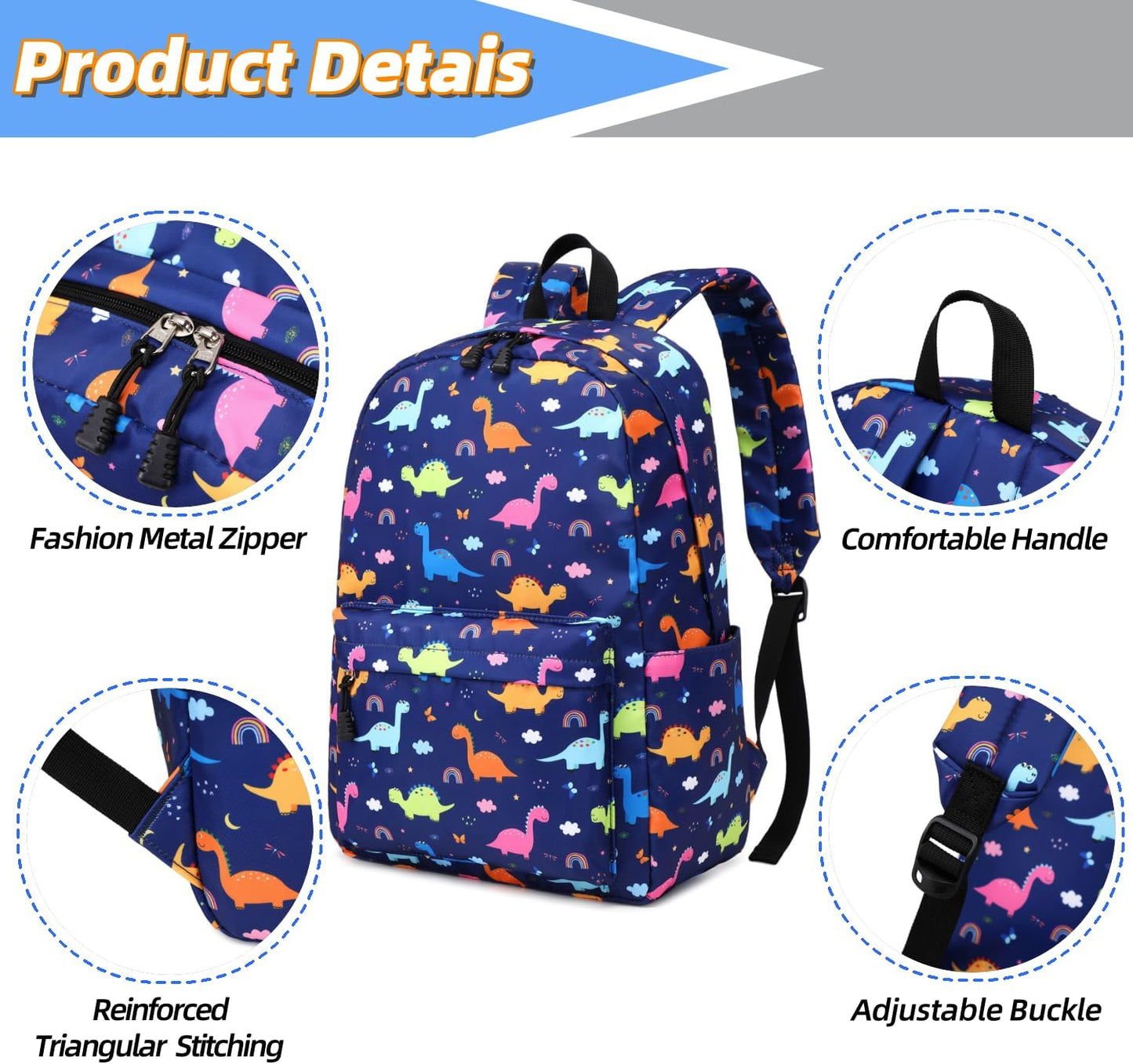 Backpack For Girls Elementary School Bookbag Durable Kid's Backpack Lightweight Travel Daypack (Blue-G)