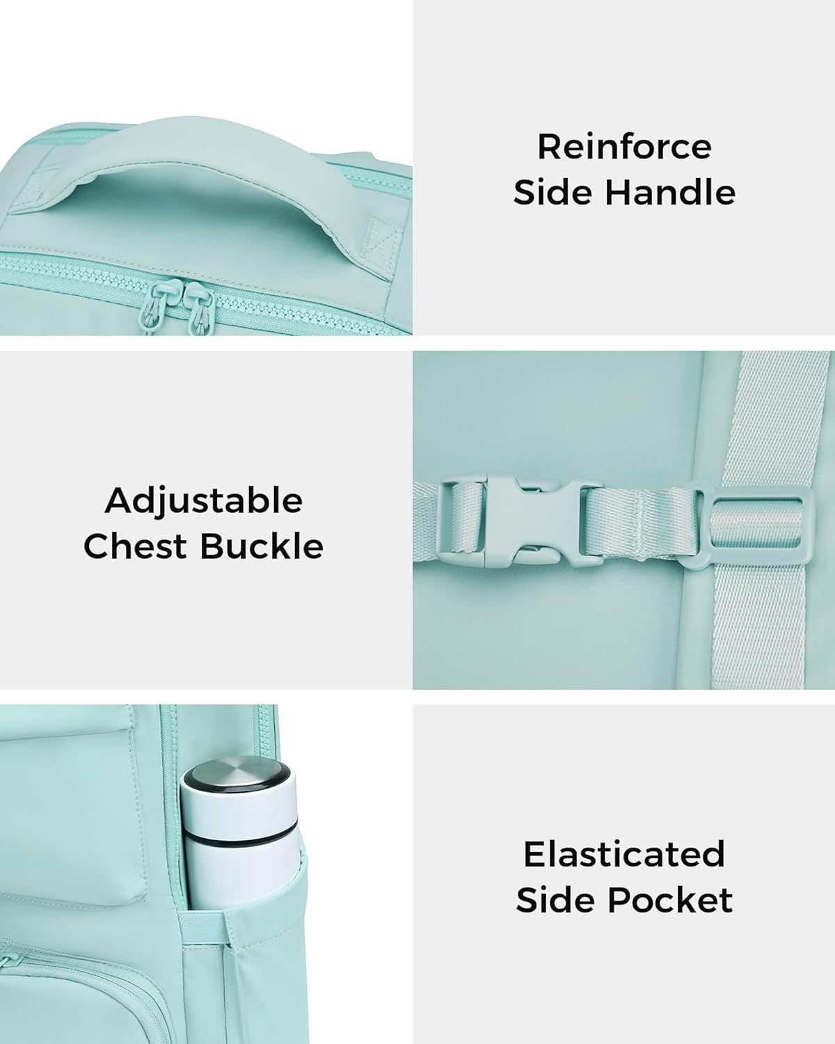 FODOKO Backpack for Work, Casual Backpack for Women Men Daypack Backpack for Travel College Bookbag Separate Compartment for 15.6 Inch Notebook Ice Blue