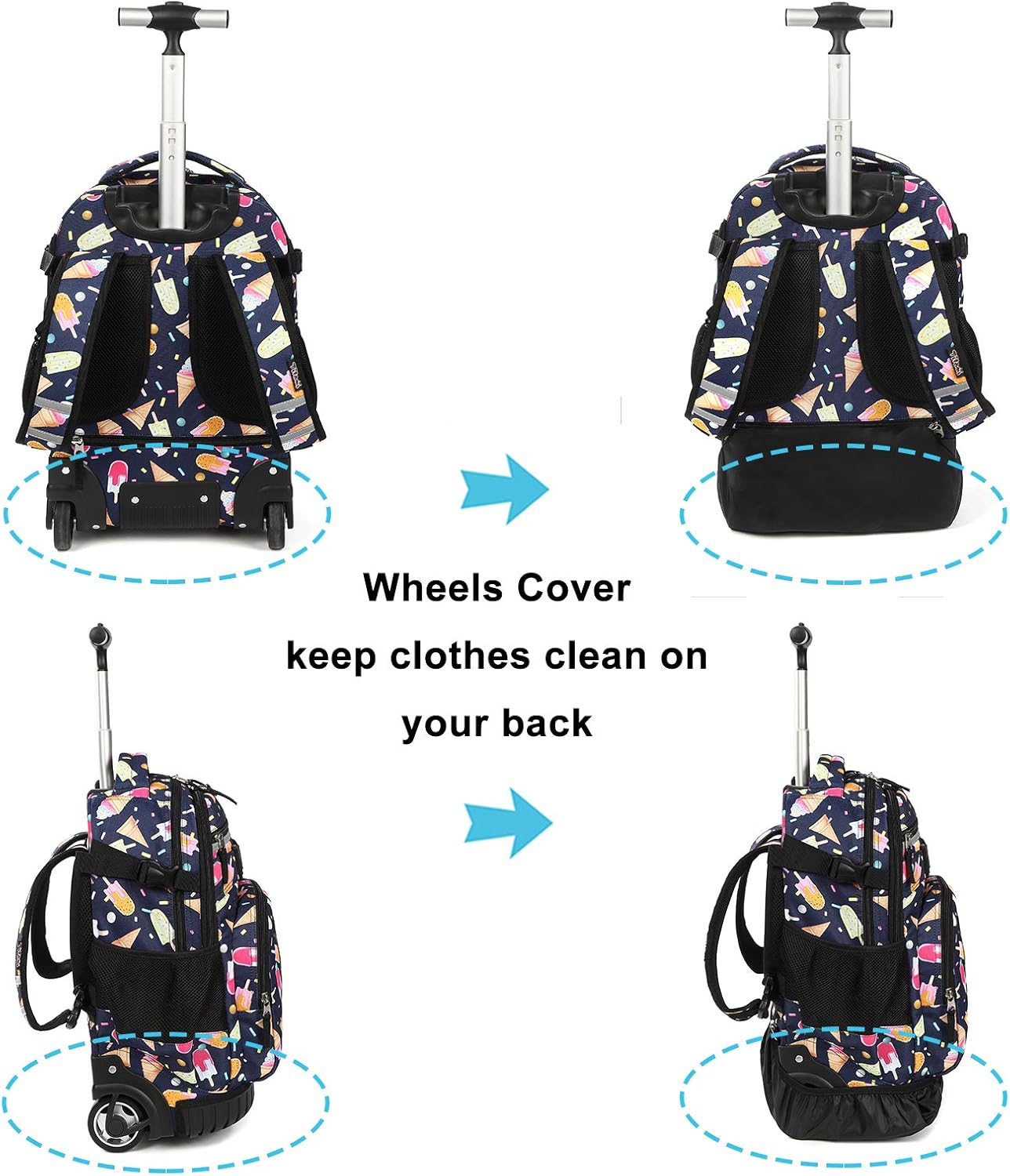 Tilami Rolling Backpack Armor Luggage School Travel Book Laptop 18 Inch Multifunction Wheeled Backpack Students