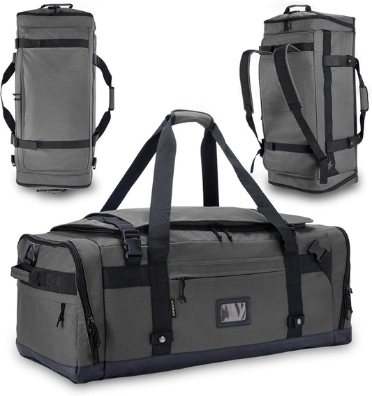 Large Duffle Bag for Travel - Men & Women, Foldable Gym Duffle Backpack, Heavy Duty Tactical Military Canvas Duffel Bags, Extra Big Carry On with Shoe Pockets, Waterproof (80L/103L)