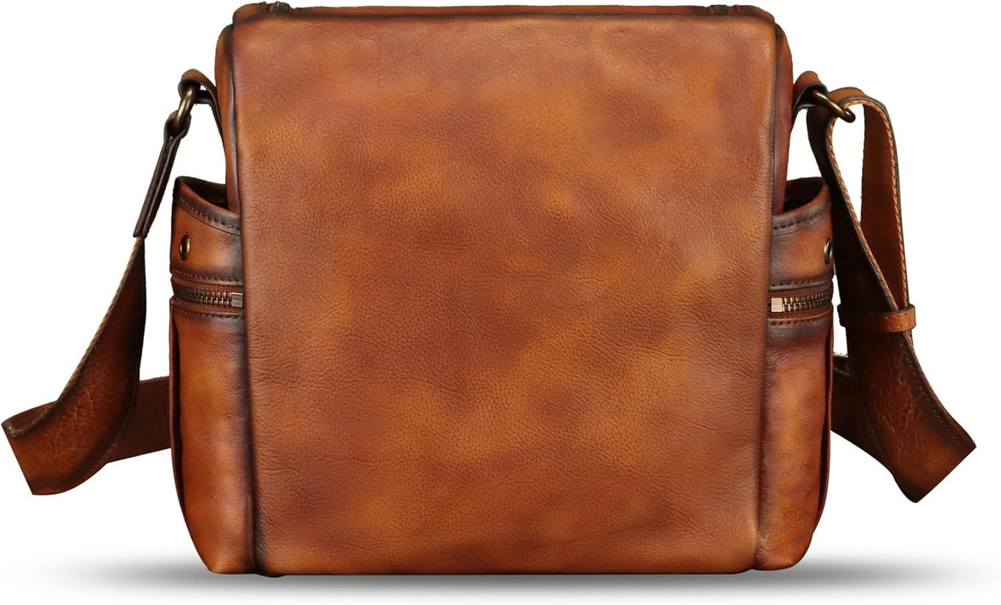 IVTG Genuine Leather Purse and Messenger Bag for Men Leather Shoulder Bag Crossbody Bag Satchel Purse Briefcase with Strap