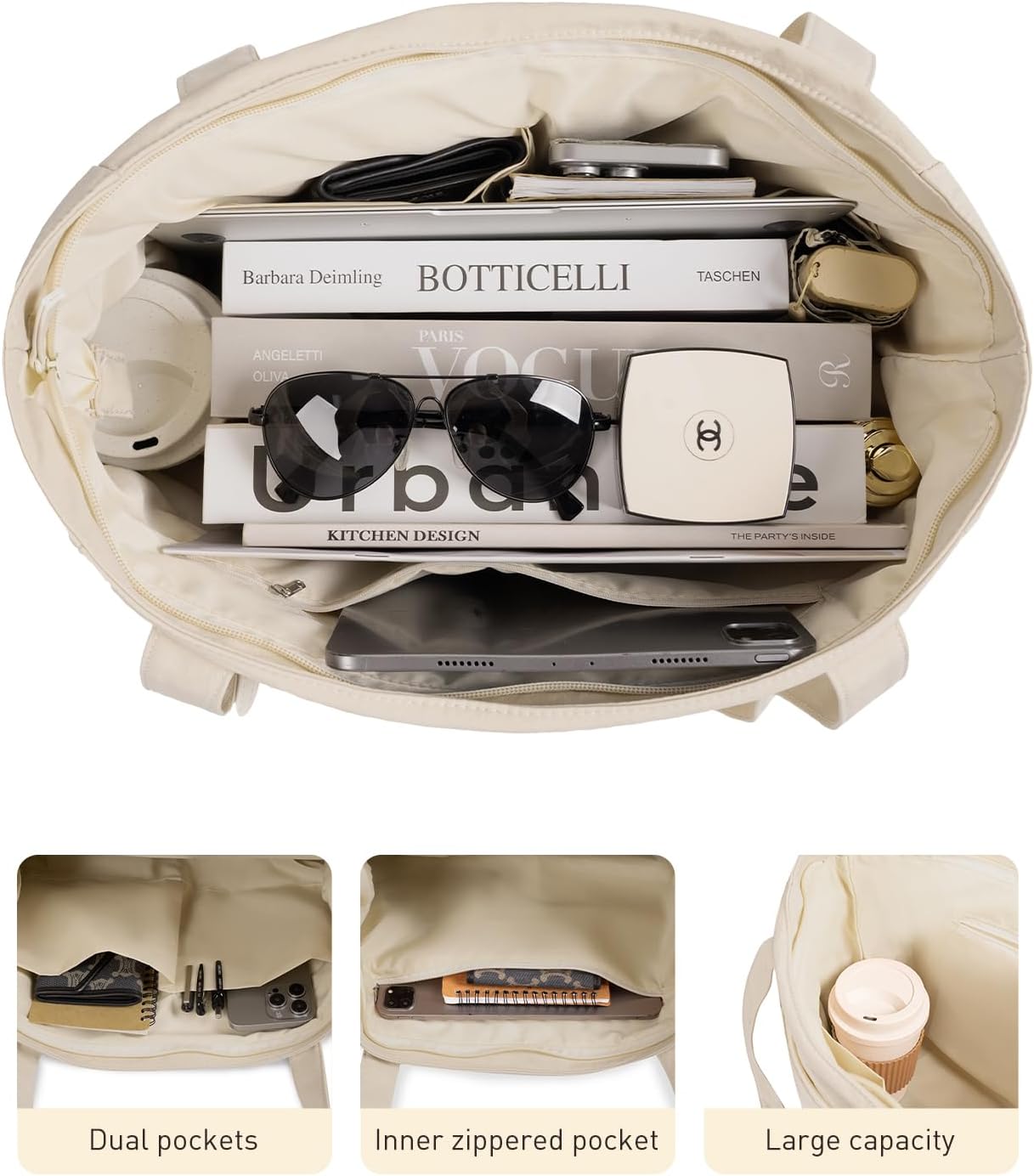 Tote Bag for Women Shoulder Bag Work Bags with Zipper Lightweight Handbags for Travel,Work,School