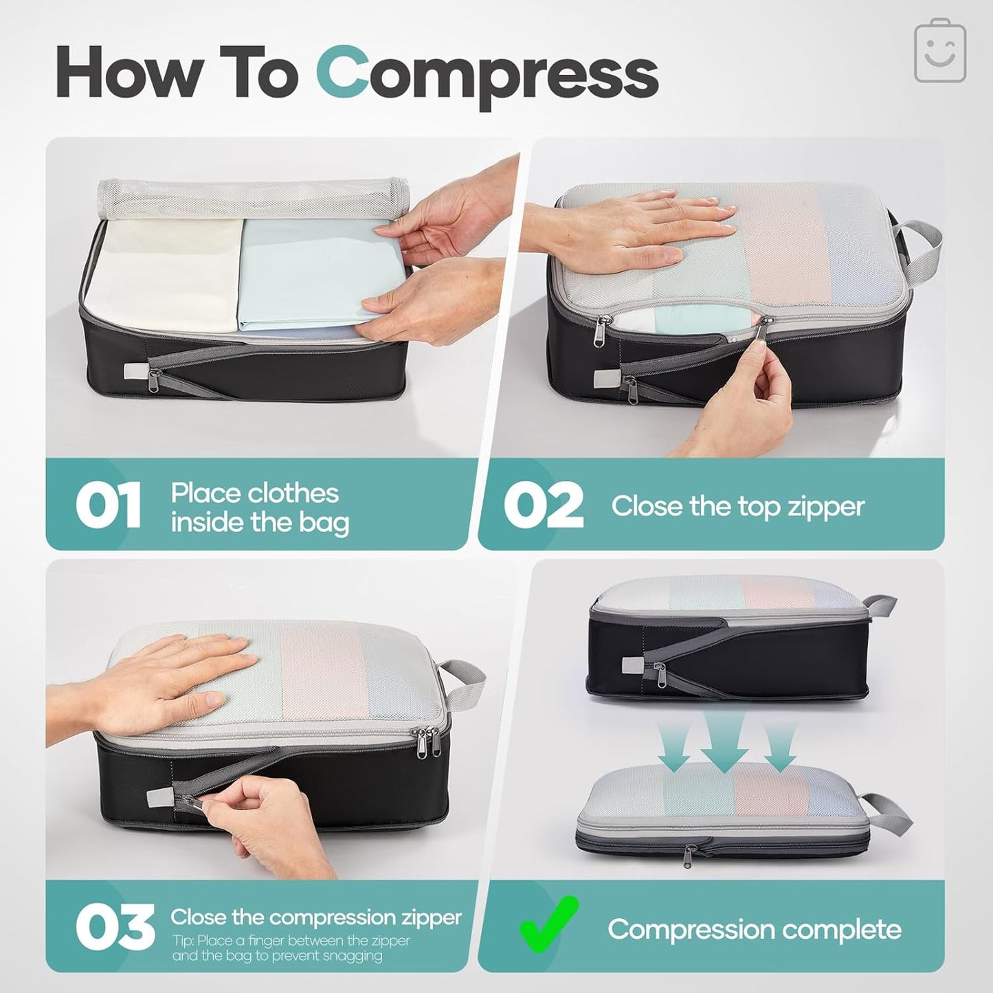 Veken 9/11 Set Compression Packing Cubes for Travel Essentials,Compressible Expandable Large