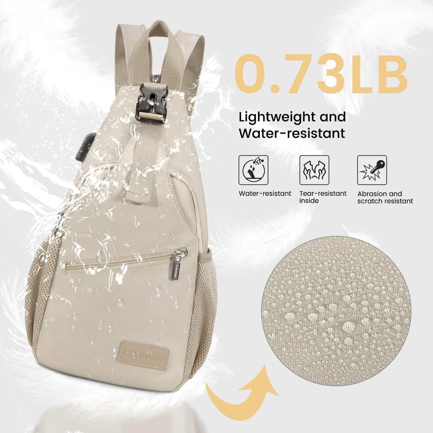 LOVEVOOK Sling Bag for Women Casual Daypack Nylon Crossbody Sling Backpack Travel Shoulder Bag Hiking Daypack