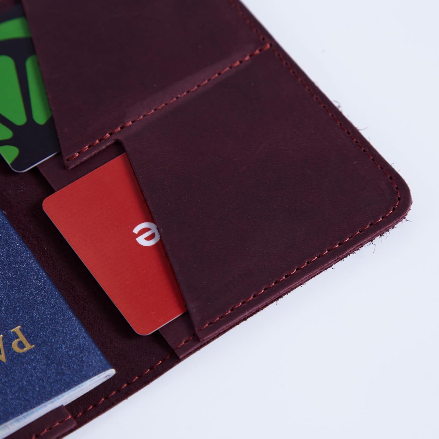 INCARNE US Passport Cover Clear - Travel Passport Wallet - Leather Passport Holder for Men Women Family with Card Slots & Note Compartmen - Sleeve Protector - Genuine Leather - Vintage Burgundy