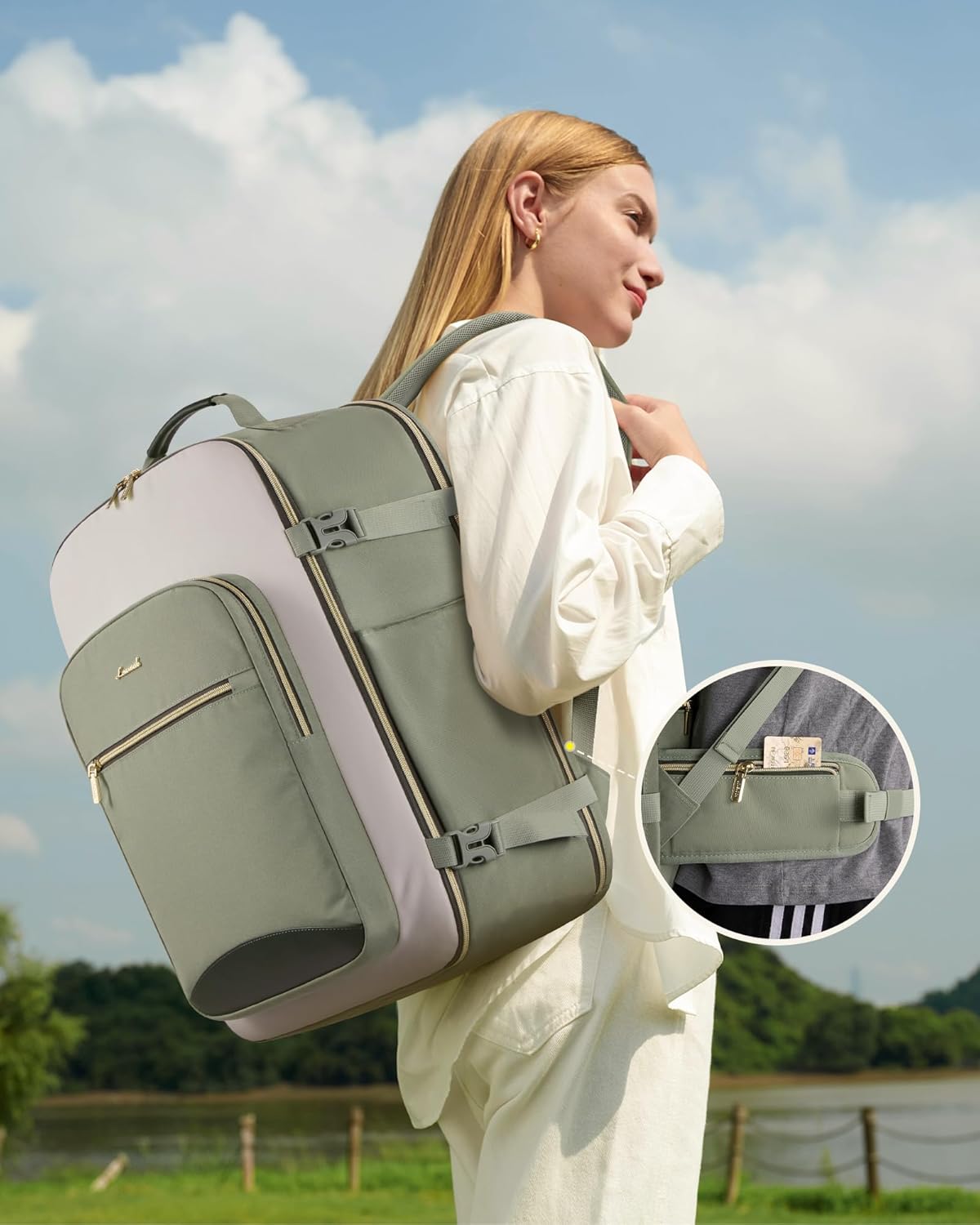 LOVEVOOK 56L Travel Backpack for Women & Men, Airline Approved Carry On Luggage with 3 Packing