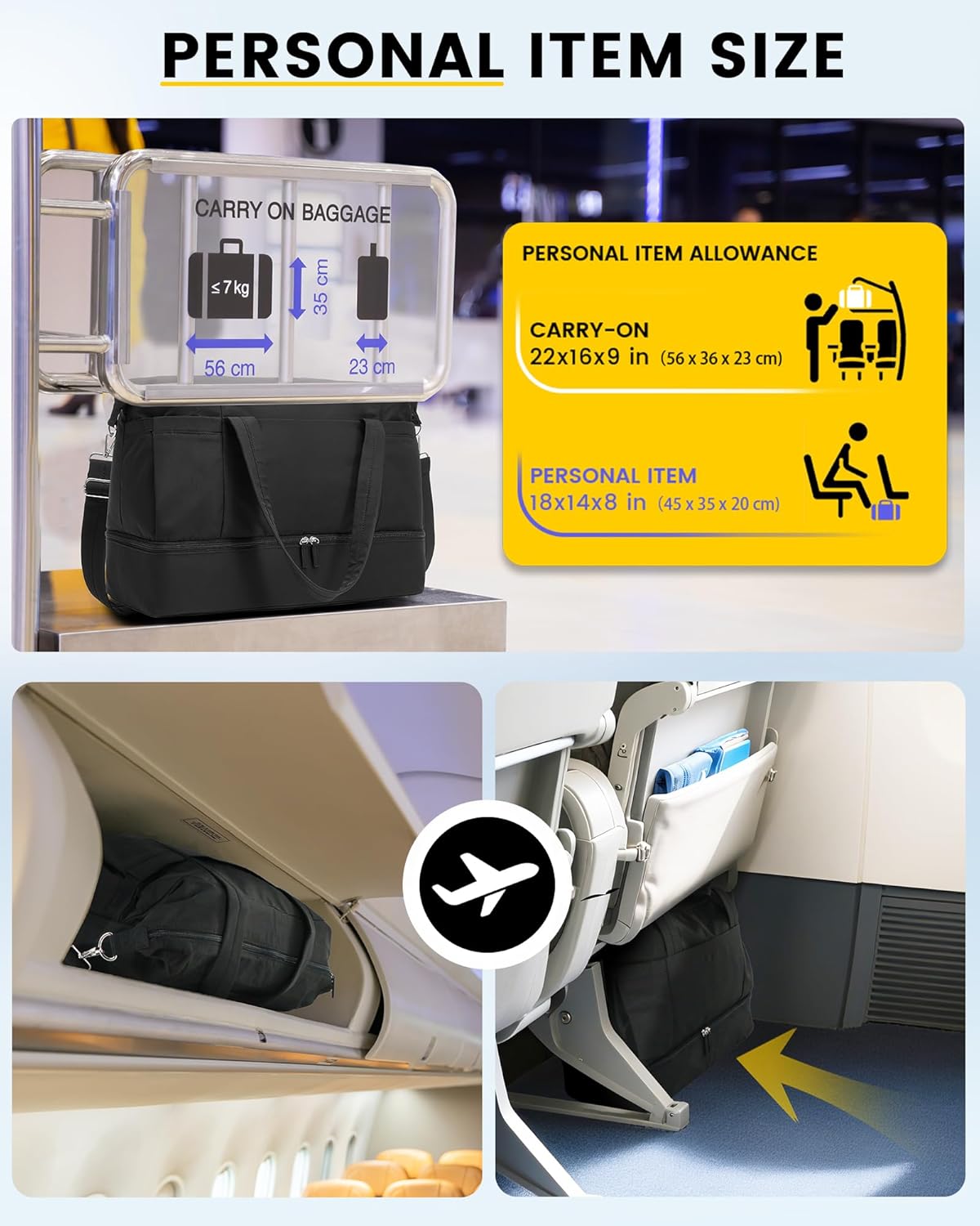 Vorspack Duffle Bag for Travel - 40L Gym Bag for Women Men Personal Item Travel Bag with Shoe