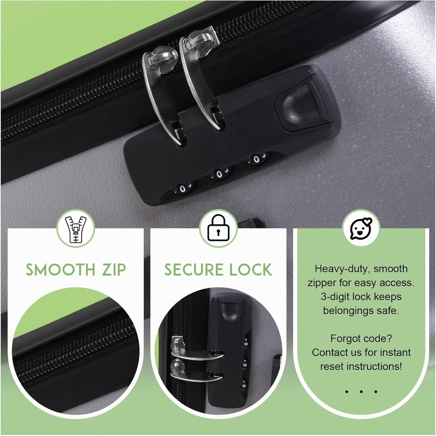 3-in-1 Carry On Luggage with Removable Cart | 20” Hardside Suitcase, Detachable Travel Tote & Foldable Utility Cart with 3 Adjustable Heights | for Adults, Kids, Shopping & Travel | 42L, 5KG (Green)