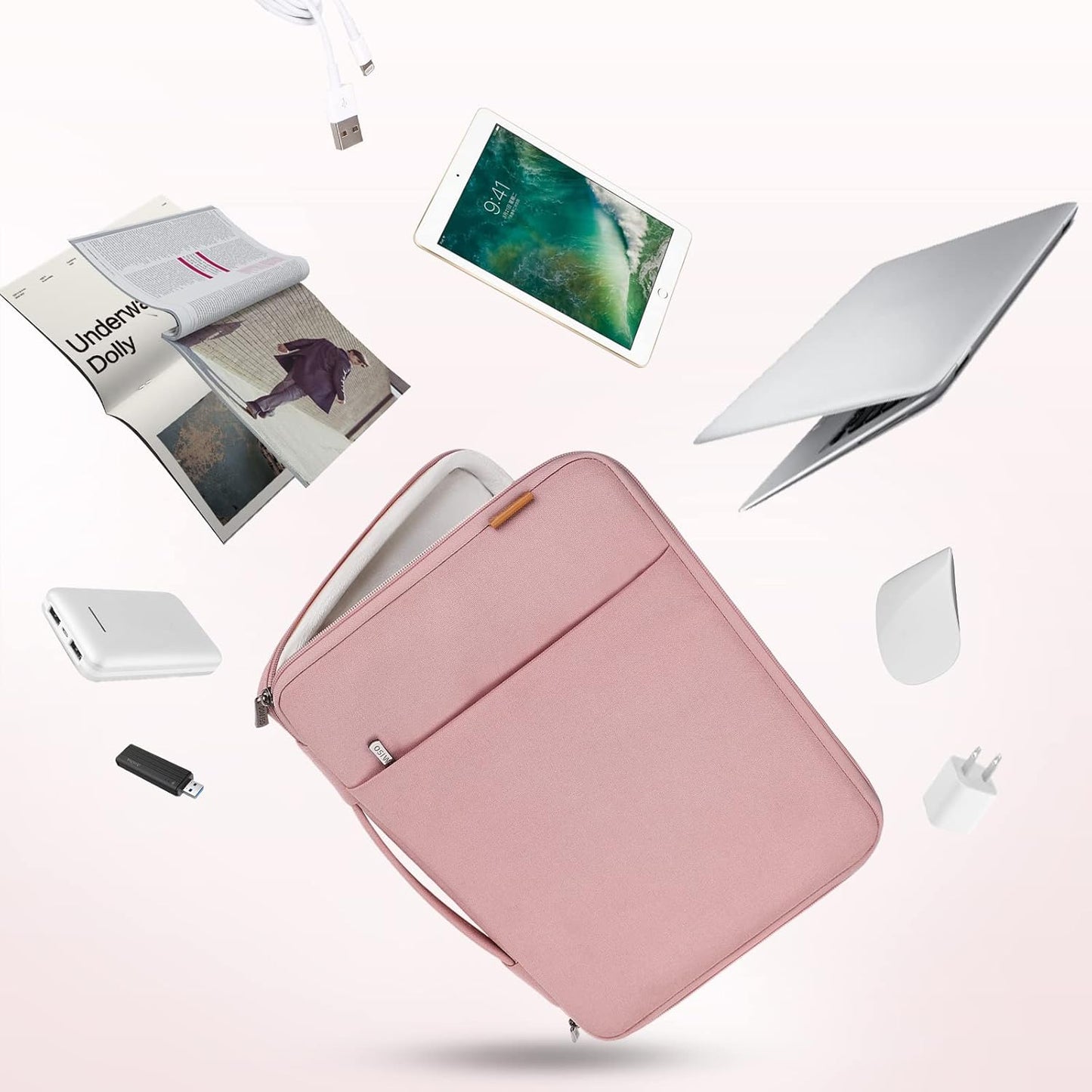 DOMISO 16 inch Laptop Sleeve Case Water Resistant Shockproof Protective Computer Bag for 16" Dell/HP Pavilion Envy/ThinkPad IdeaPad/ASUS Vivobook,Pink