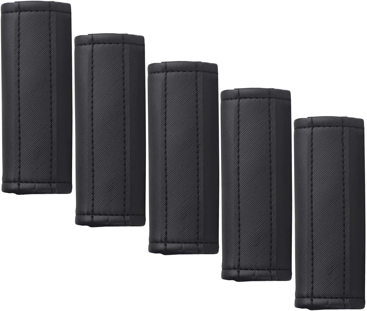 Luggage Handle Wrap 5 Pack-Leather Luggage Handle Wraps for Suitcase/Handbag/Duffel Bag/Car Bright Luggage Identfier/Handle Covers/Grips Luggage Accessories for Travel 3.0 (Black)