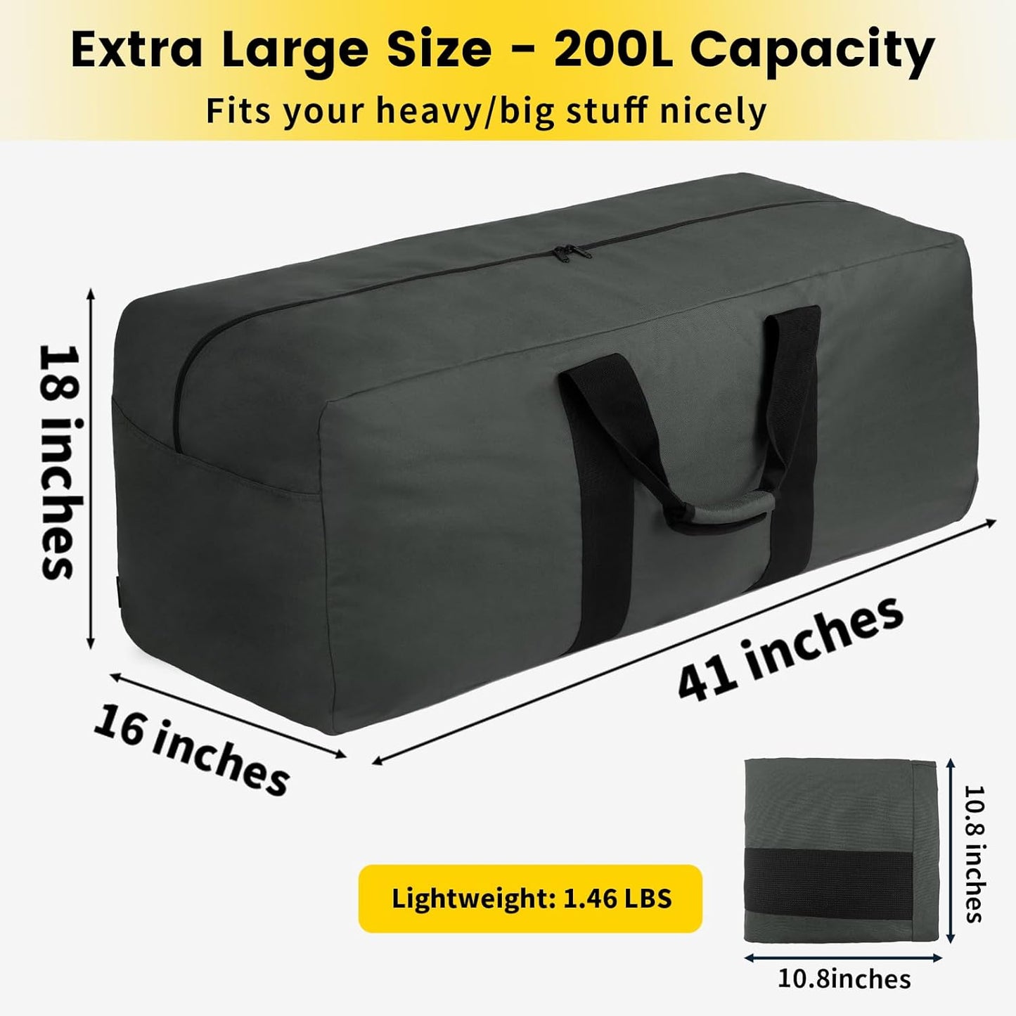 Vorspack Extra Large Duffle Bag for Travel - 200L Duffel Bag for Men Gear Bag for Storage Foldable Weekender Bag for Overnight Camping - Grey
