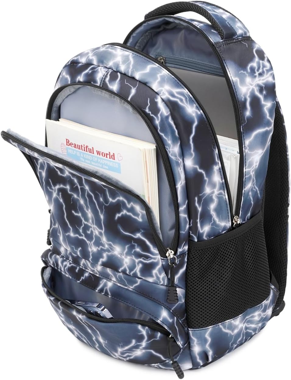 Boys Backpack for Elementary Kids Bookbag Middle School Bags Heavy Duty Soccer Laptop Durable Waterproof 18 In (6-Black Lightning)