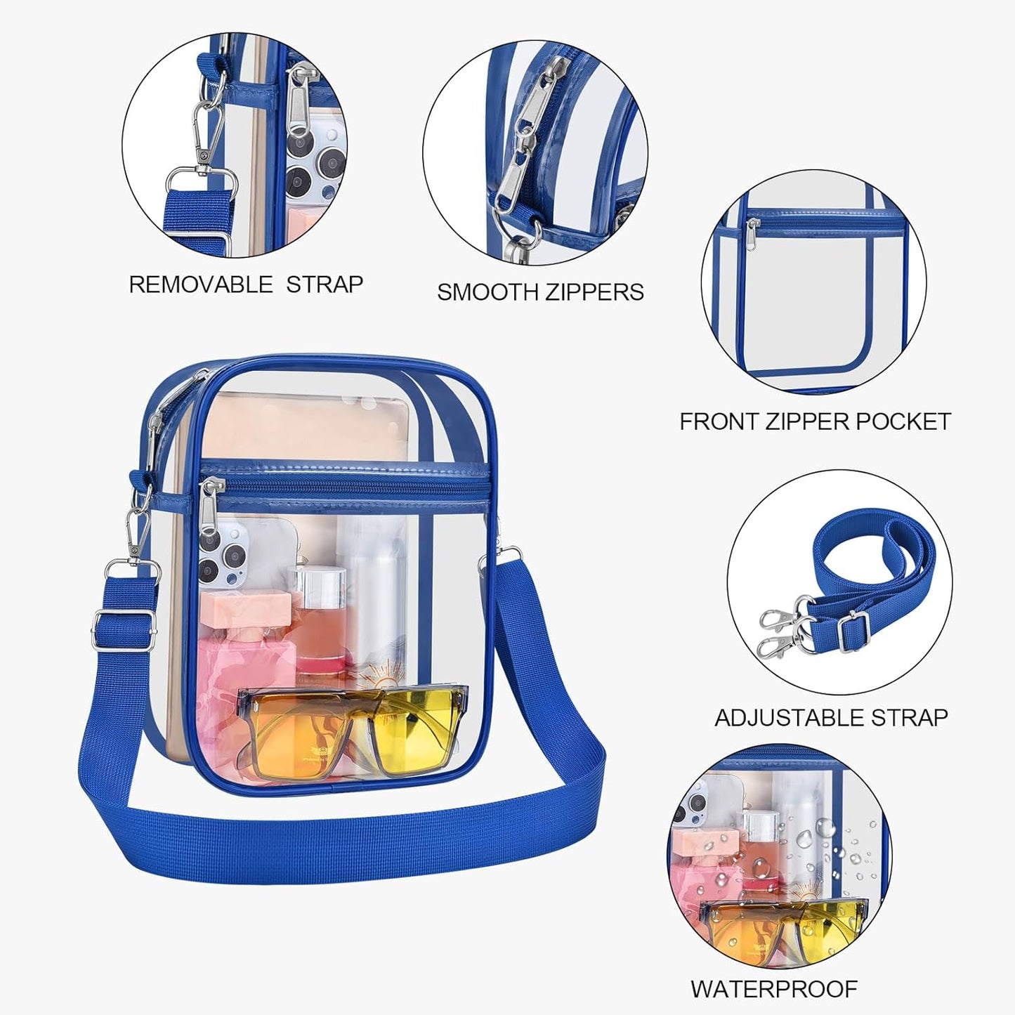 USPECLARE Clear Purse Stadium Transparent Messenger Bag Stadium Approved for Men and Women Clear CrossBody Bag