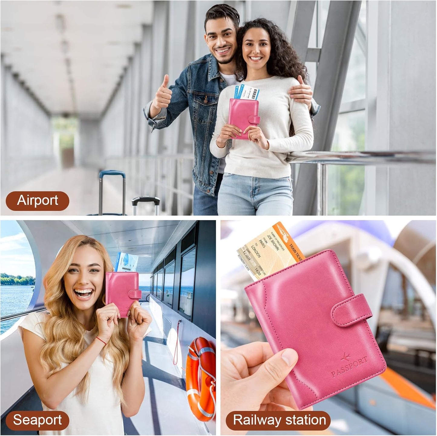 Herain Passport Holder for Travel Cruise Essentials, Passport Cover Wallet Case Women Men, RFID Passports Book Holders Travels Gifts Must Haves Accessories
