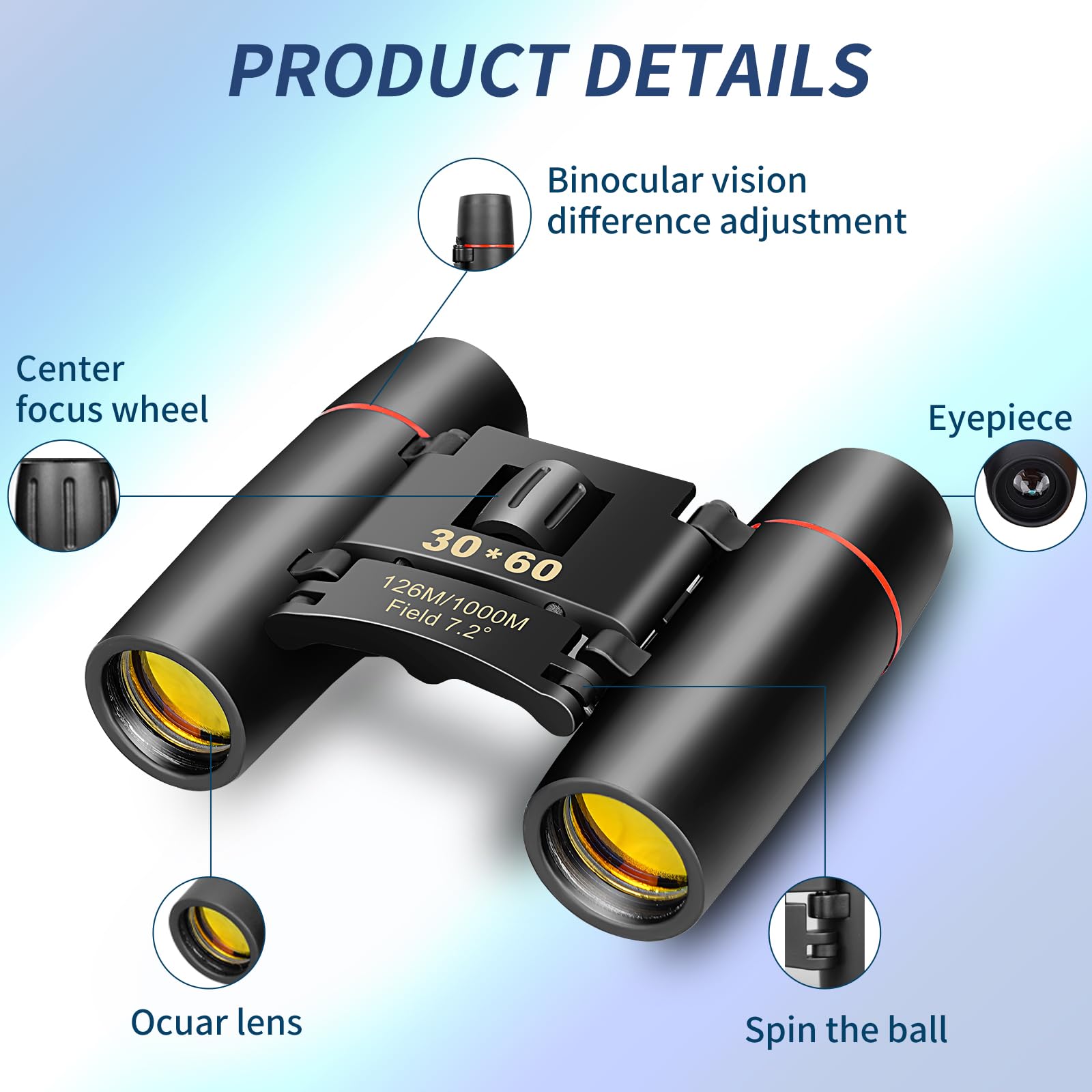 Compact Binoculars for Adults and Kids, HD Mini Portable Outdoor Binoculars Children, Pocket