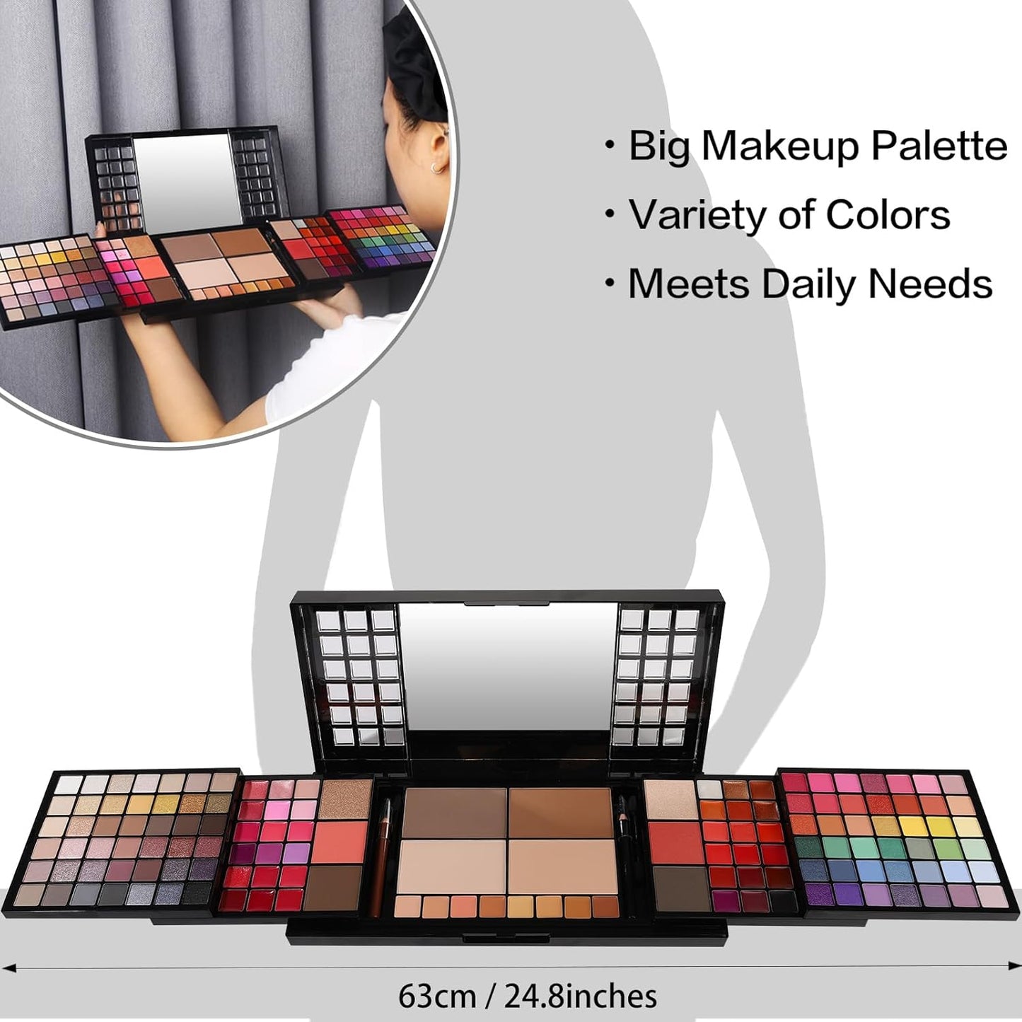 All in One Makeup Kit, Makeup Kit for Women Full Kit, Make Up Christmas Gift Set for Teen Girls- Eyeshadow Palette,Lip Gloss,Concealer,Highlighter,Blush,Eyeliner,Brow Powder & Contour