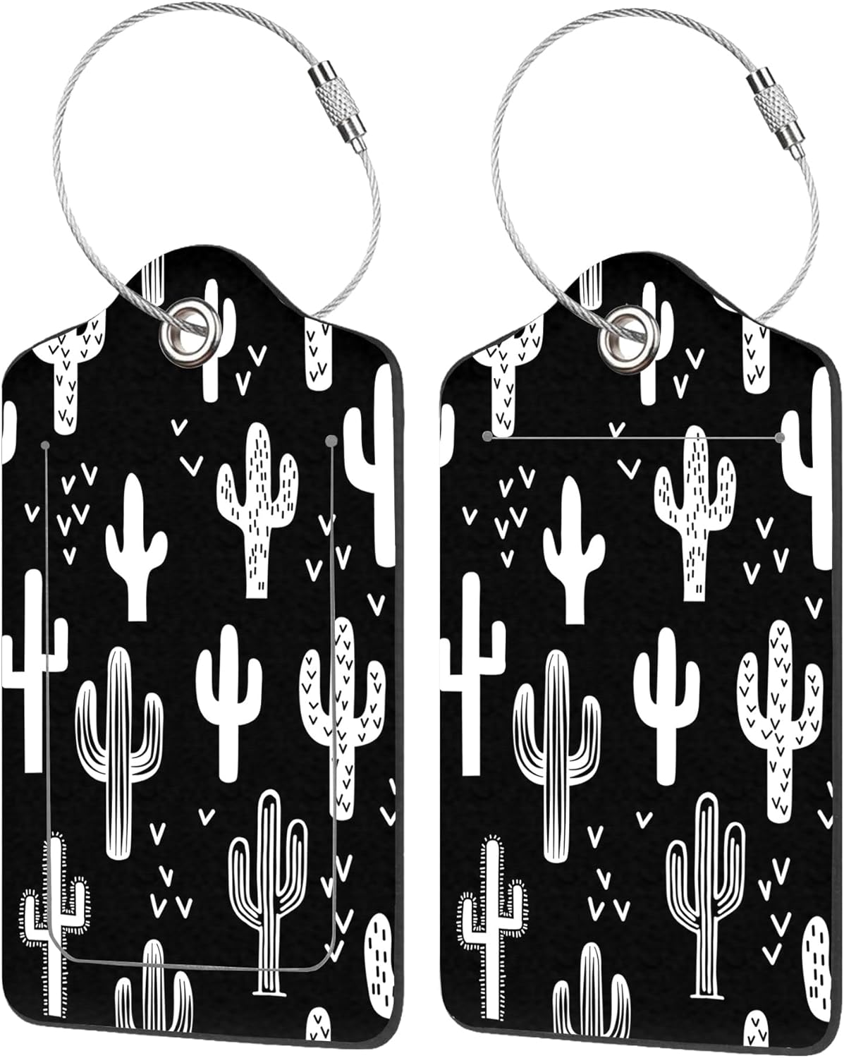 2 Pack Luggage Tags for Suitcases,Fun Western Cactus Luggage Tag,PU Leather Id Label Luggage Tags