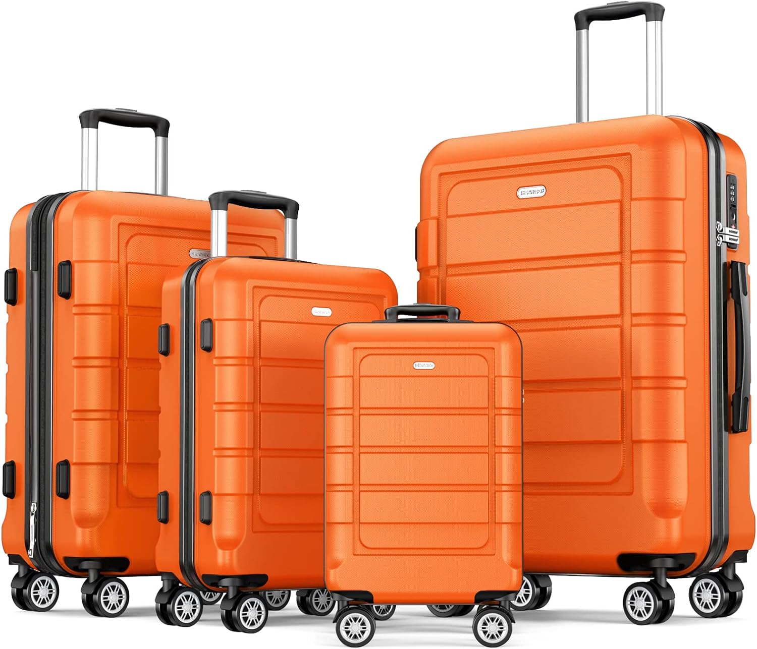 SHOWKOO Luggage Sets Expandable PC+ABS Durable Suitcase Sets Double Wheels TSA Lock 4 Piece Luggage