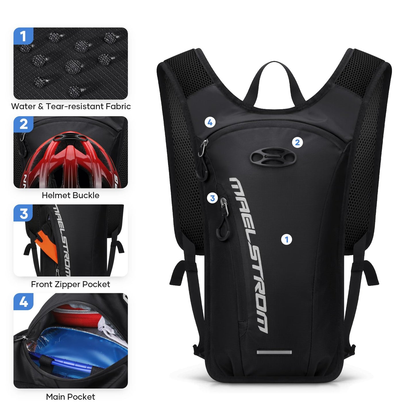 Maelstrom Hydration Backpack with 2L Water Bladder,Lightweight Running Vest