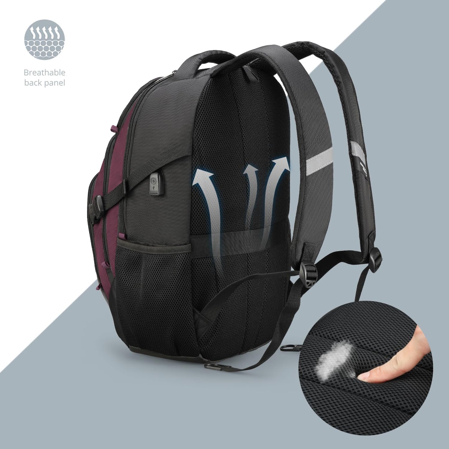Swissdigital Design Laptop Backpack with USB Charging Port, Travel Backpack Fits 15.6 inches