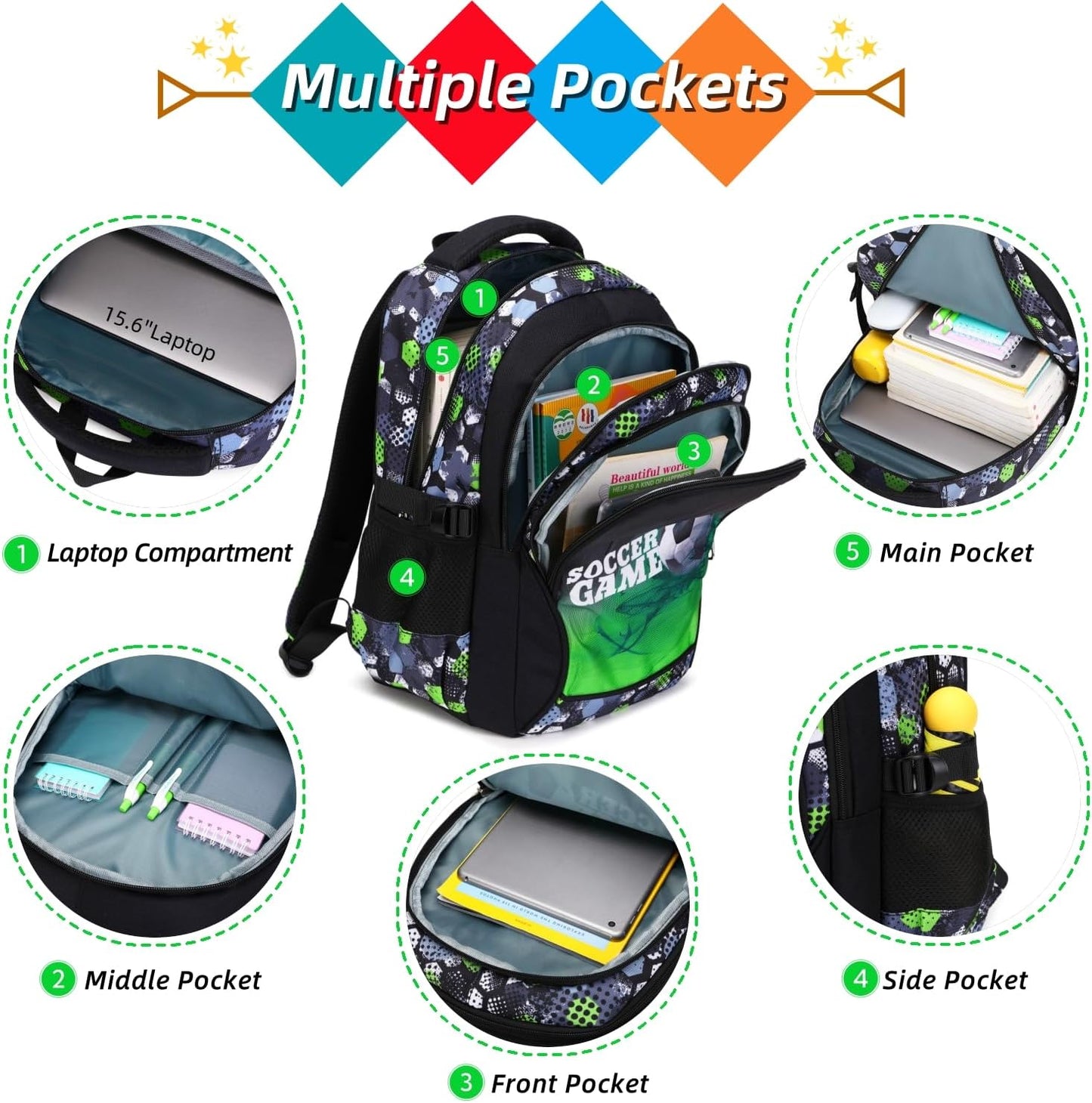Boys Backpack Elementary School Bookbag Waterproof Durable Sturdy Kids Schoolbag Casual Travel