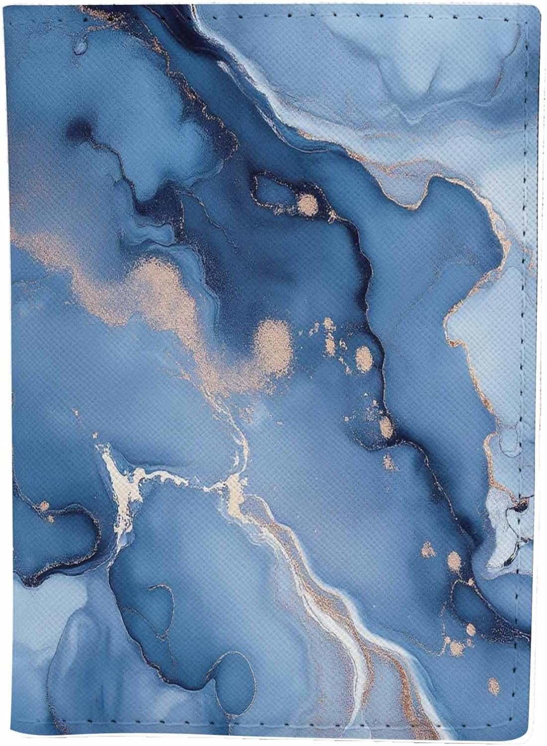 Marble Texture Passport Holder for Travel Blue Modern Fluid Art PU Leather Passport Cover Wallet Cute Passport Card Holder for Women and Men