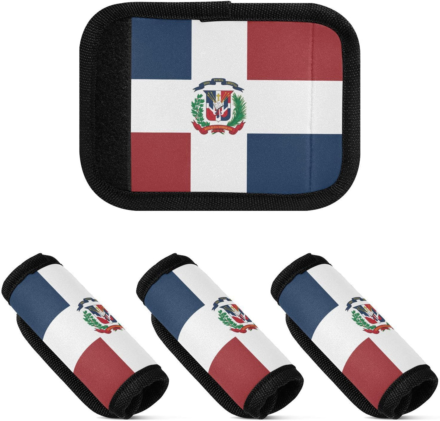Dominican Republic Flag 2 Pack Luggage Handle Wrap for Suitcase Luggage Identifier Travel Tags Handle Protection Sleeve Cover