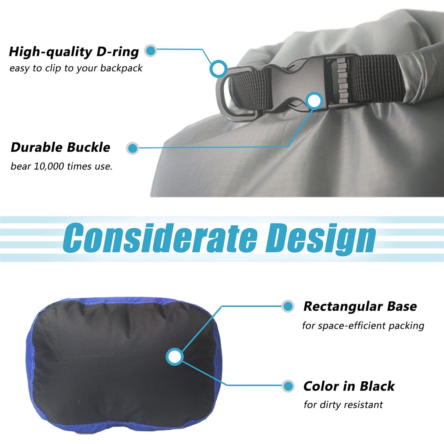 Frelaxy Dry Bag 5 Pack, Ultralight Waterproof Dry Sack for Outdoor Use
