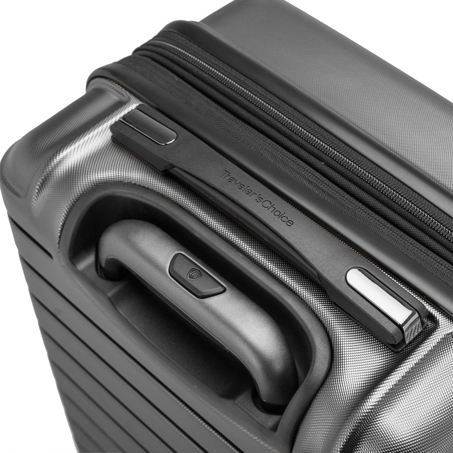 Traveler's Choice Archer Polycarbonate Hardside Spinner Luggage Set,Tie Down Straps Grey, 2-Piece