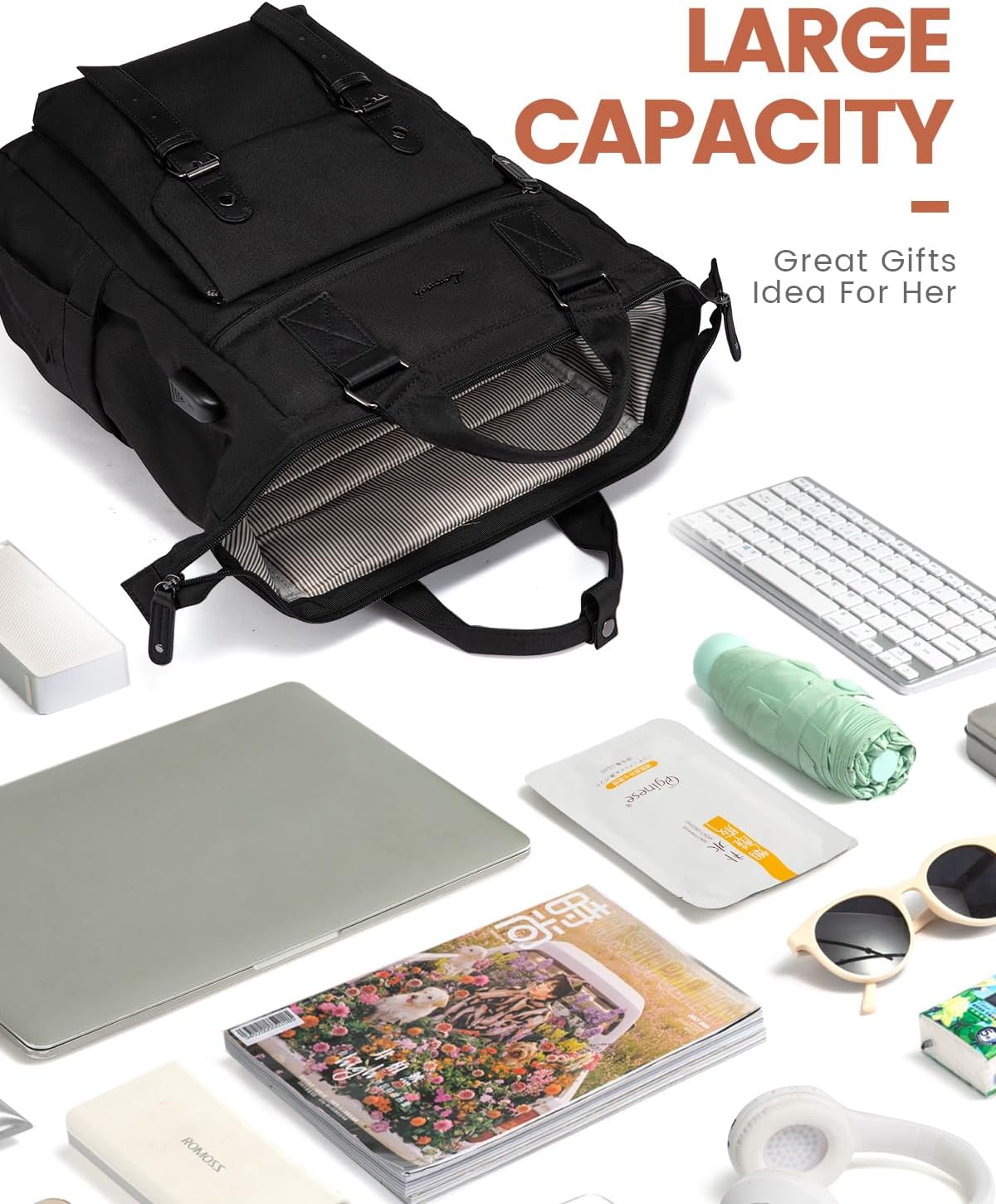 LOVEVOOK Laptop Backpack for Women, College School Backpack Student Bookbag, Teacher Work Bags