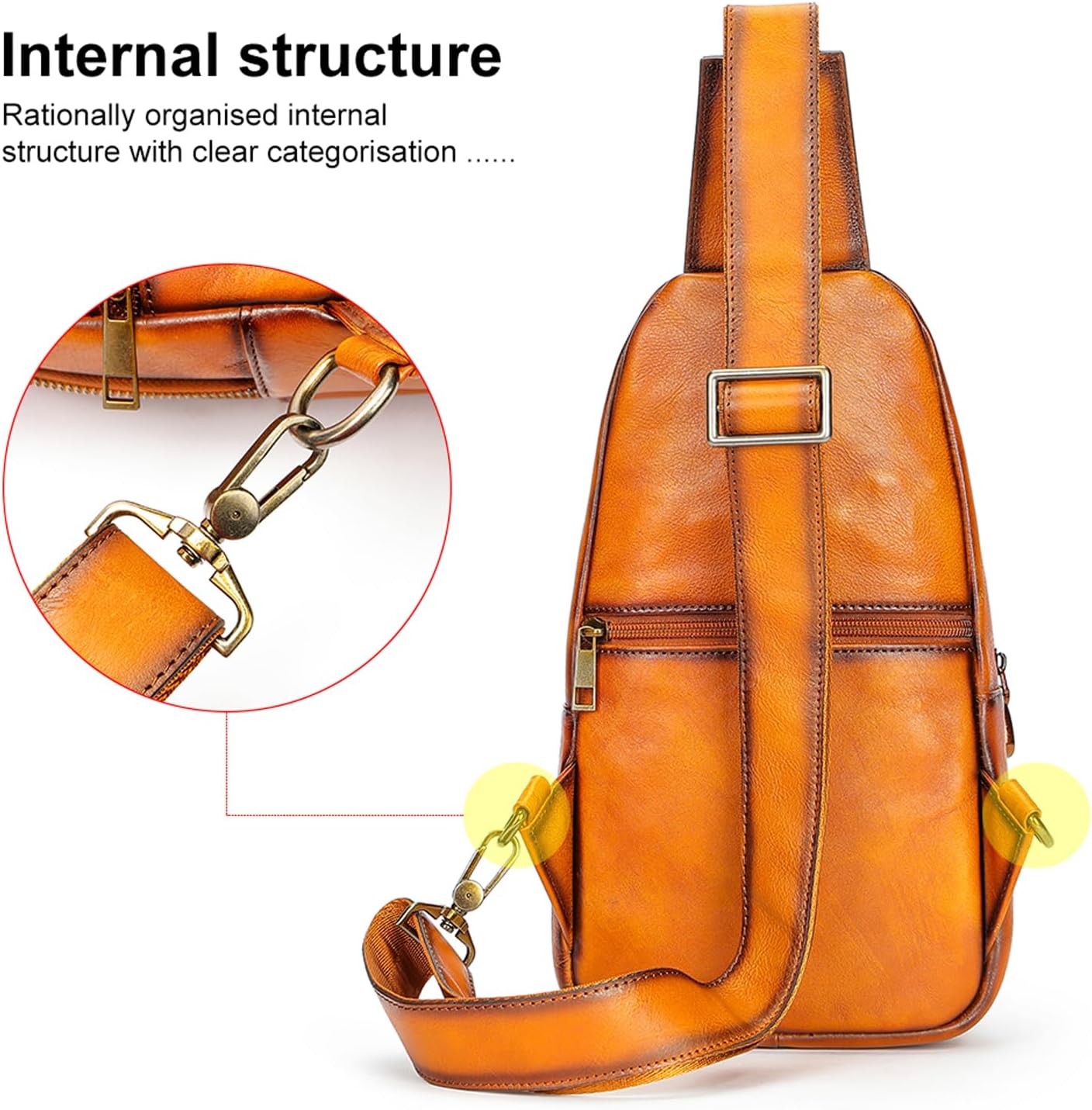 Genuine Leather Sling Bag for Men Women Backpack Chest Shoulder Satchel Crossbody Bags Casual