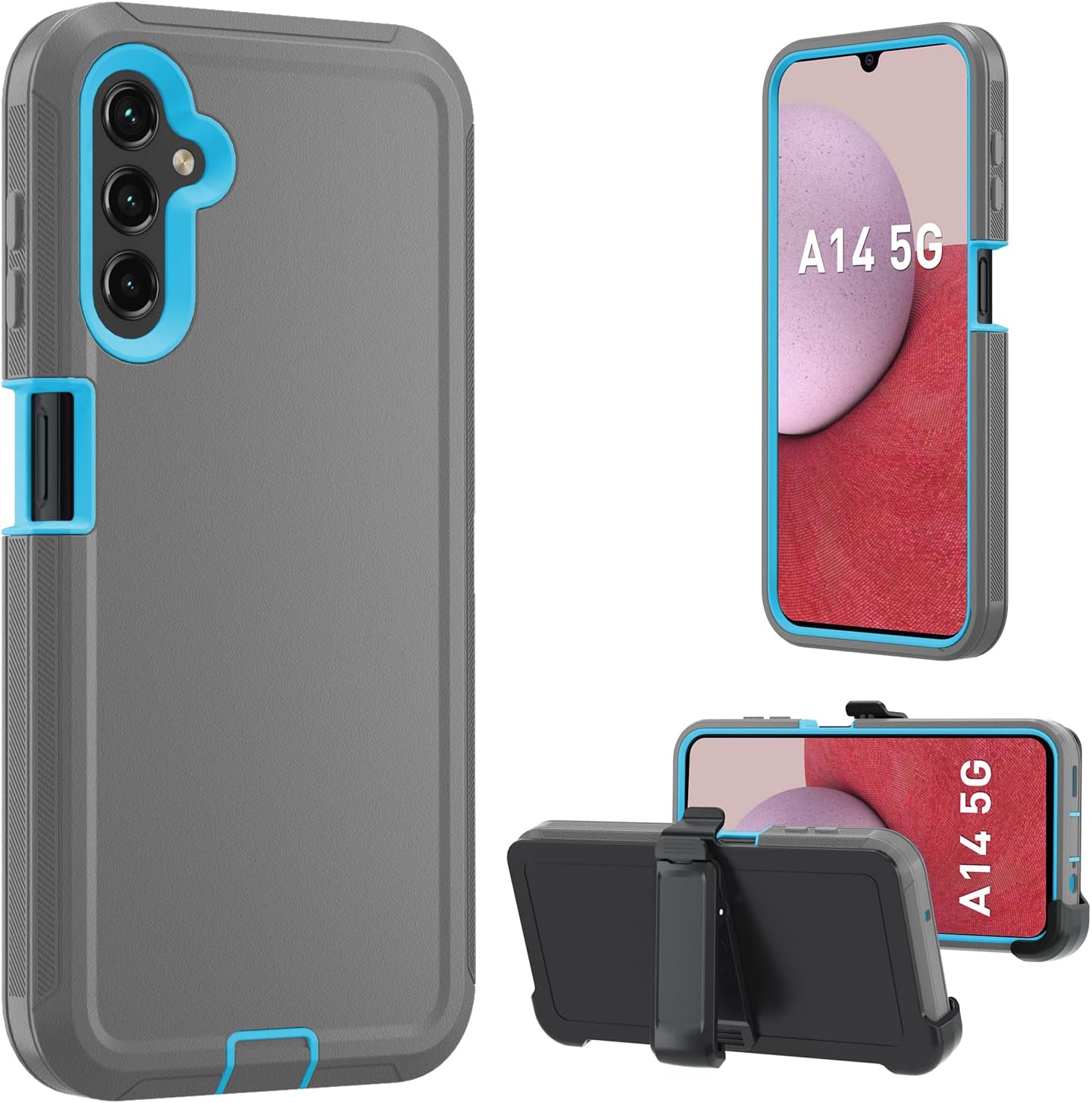 for Samsung Galaxy A14 5G case,A14 5G Heavy Duty case,[Military Grade Protective ][Shockproof] [Dropproof] [Dust-Proof], Compatible with Galaxy A14 5G (Gray/Blue)