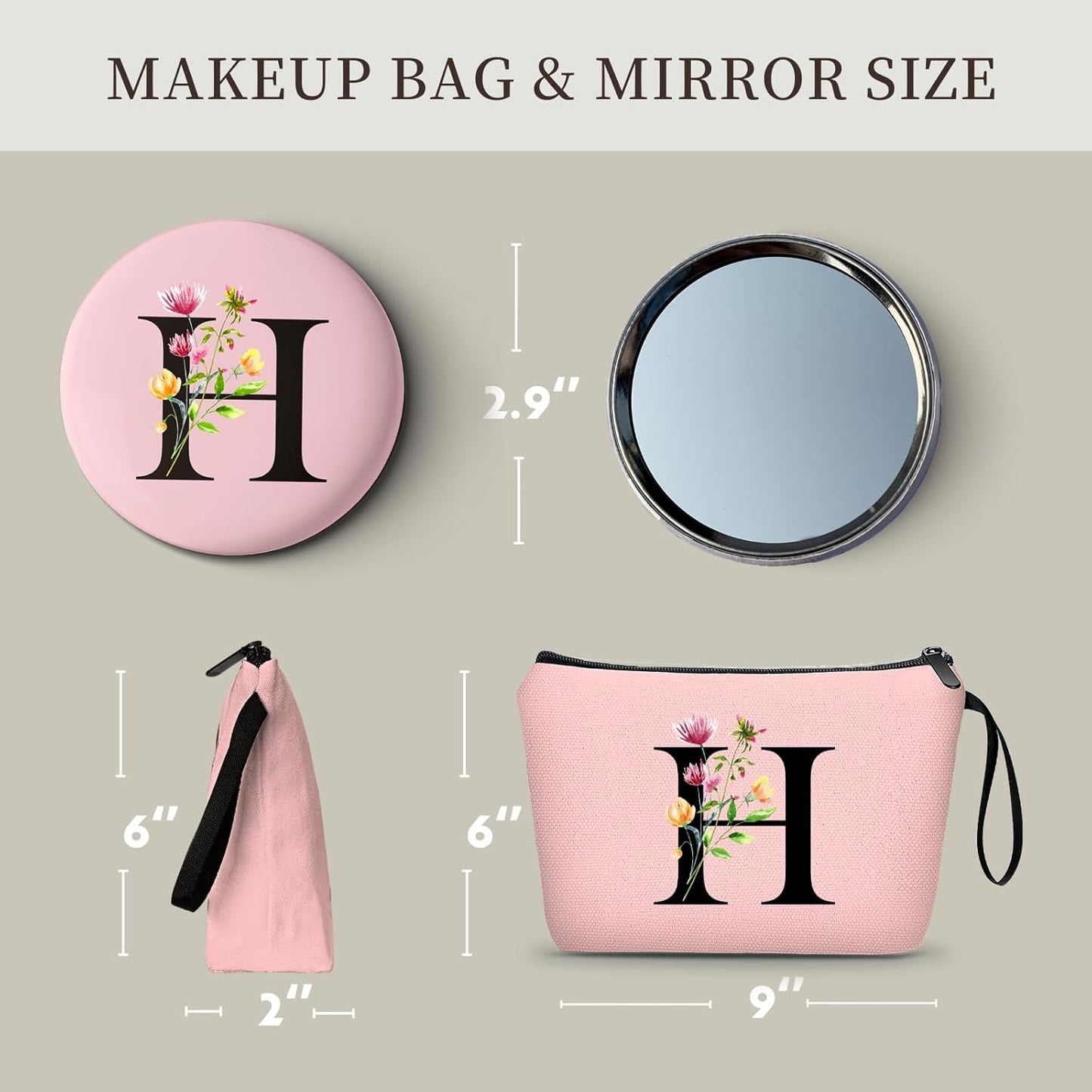 Birthday Inspirational Bridesmaid Proposal Team Small Gifts for Women Mom Aunt Teacher Sister Coworkers Makeup Cosmetic Bag Travel with Mirror Mothers Day Christmas Graduation H