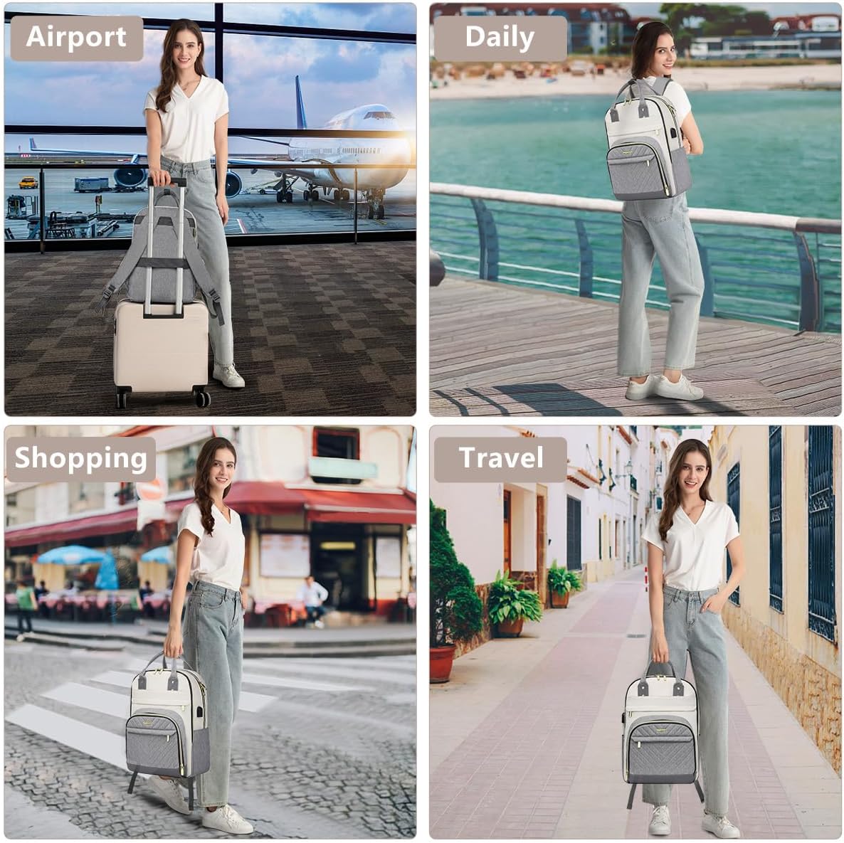 Laptop Backpack Women Work Bag - Travel Backpack Purse with USB Charger 15.6 Inch Nurse Bag College