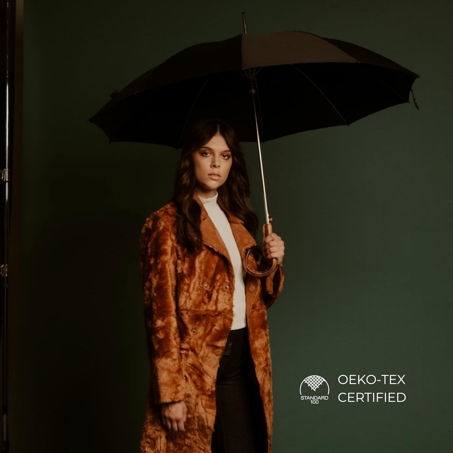 Knirps S.770 Long Automatic Stick Umbrella, Straight, Lightweight, Premium, Italian Maple Wood Handle