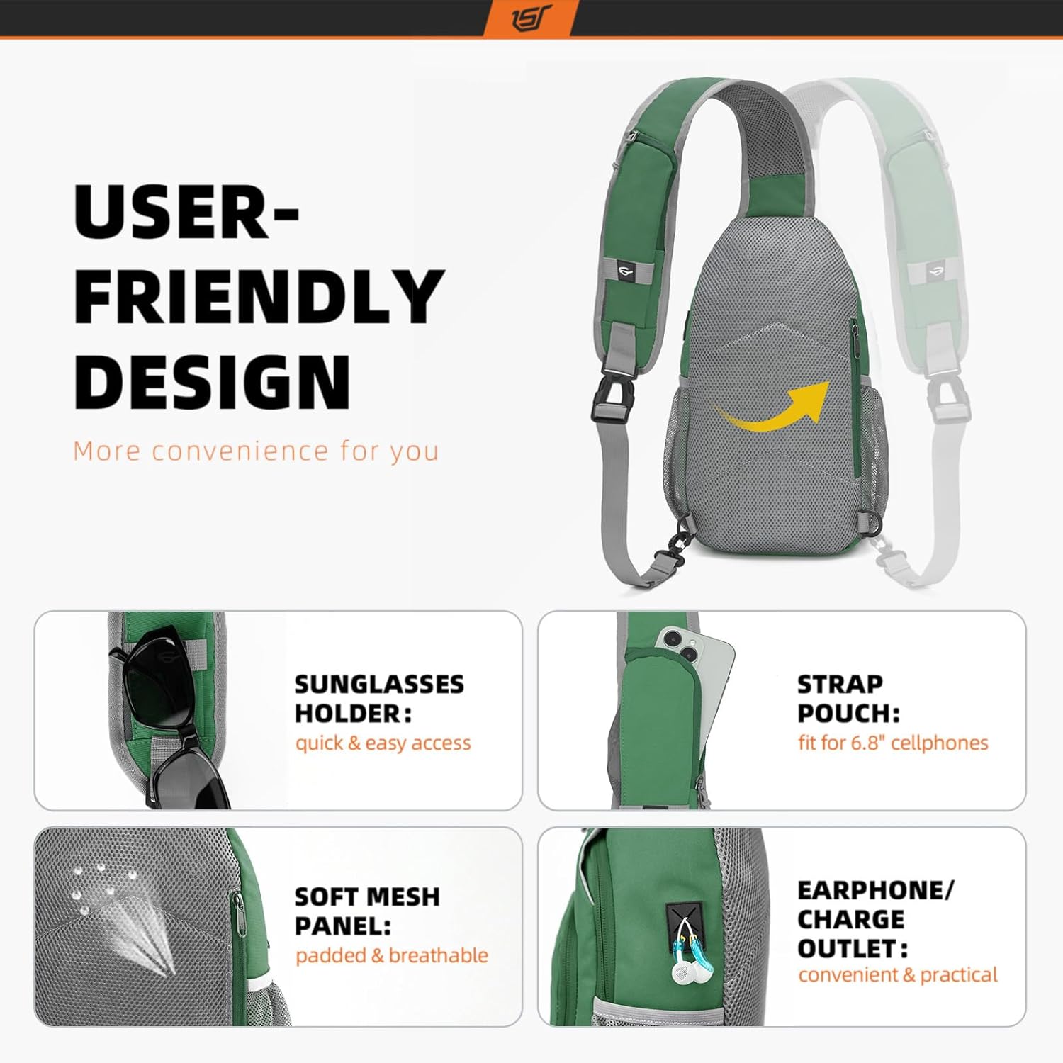 SKYSPER Sling Bag RFID Crossbody Sling Backpack Cross Body Shoulder Bag Travel Hiking Daypack for