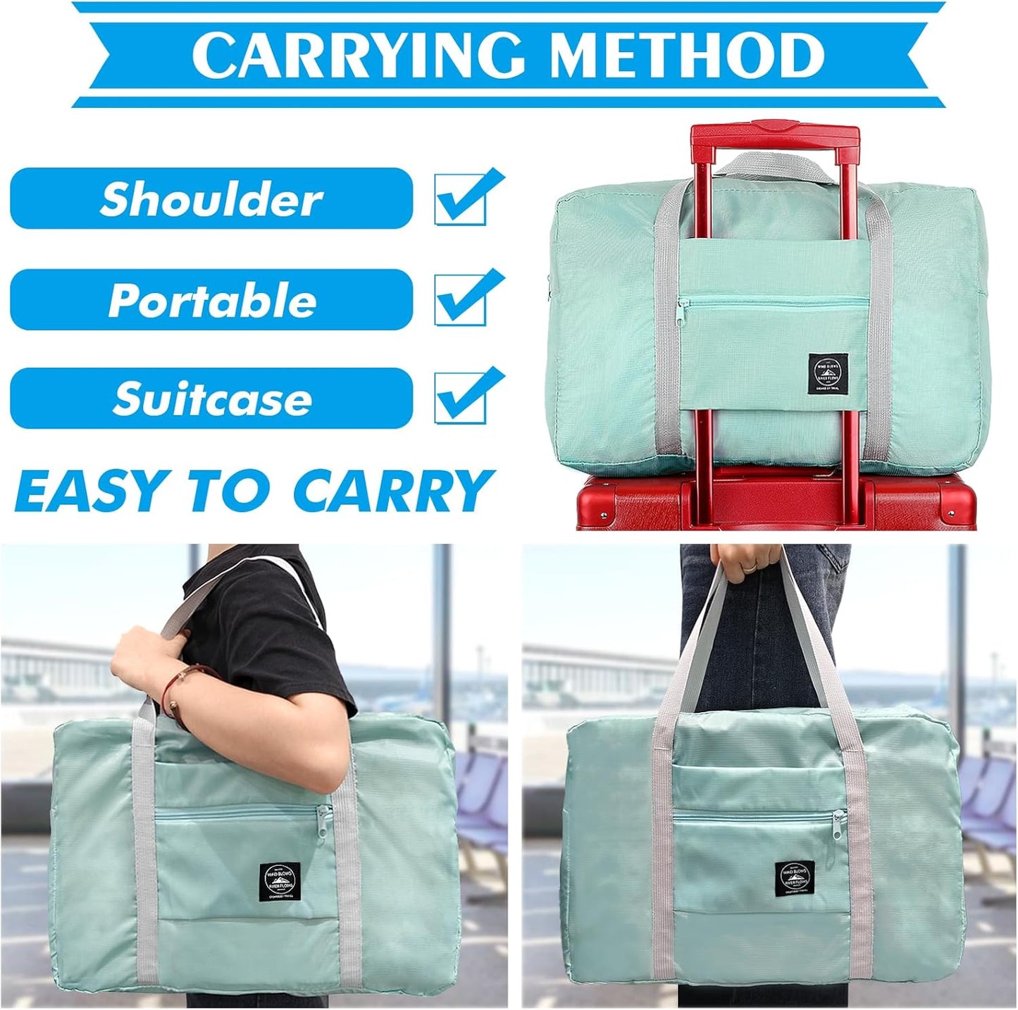 Travel Duffle Bag Tote Carry on Bag Nylon Lightweight Foldable Travel Bag Water Resistant Sports
