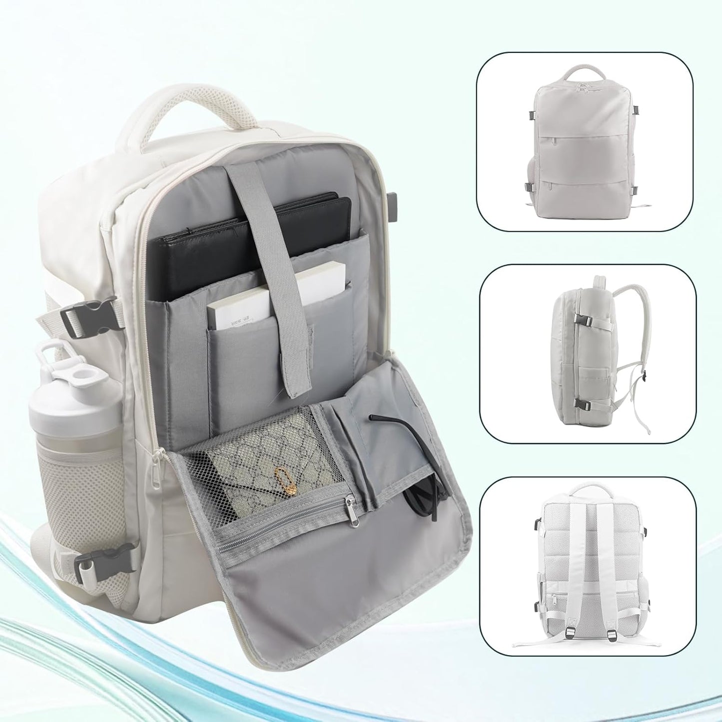 Travel Backpack for Women & Men, Waterproof Carry On Backpack Airline Approved Laptop Backpack Fits
