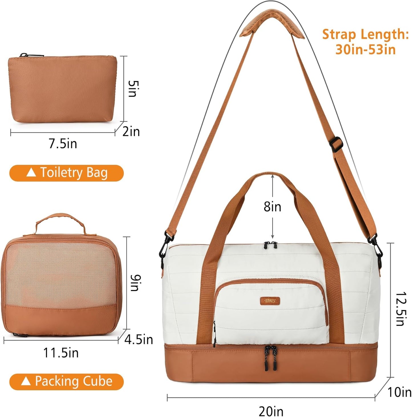 Travel Weekender Bag for Women, Overnight Bag with Shoe Compartment Oversized Travel Duffel Bag Carry On Tote 21"