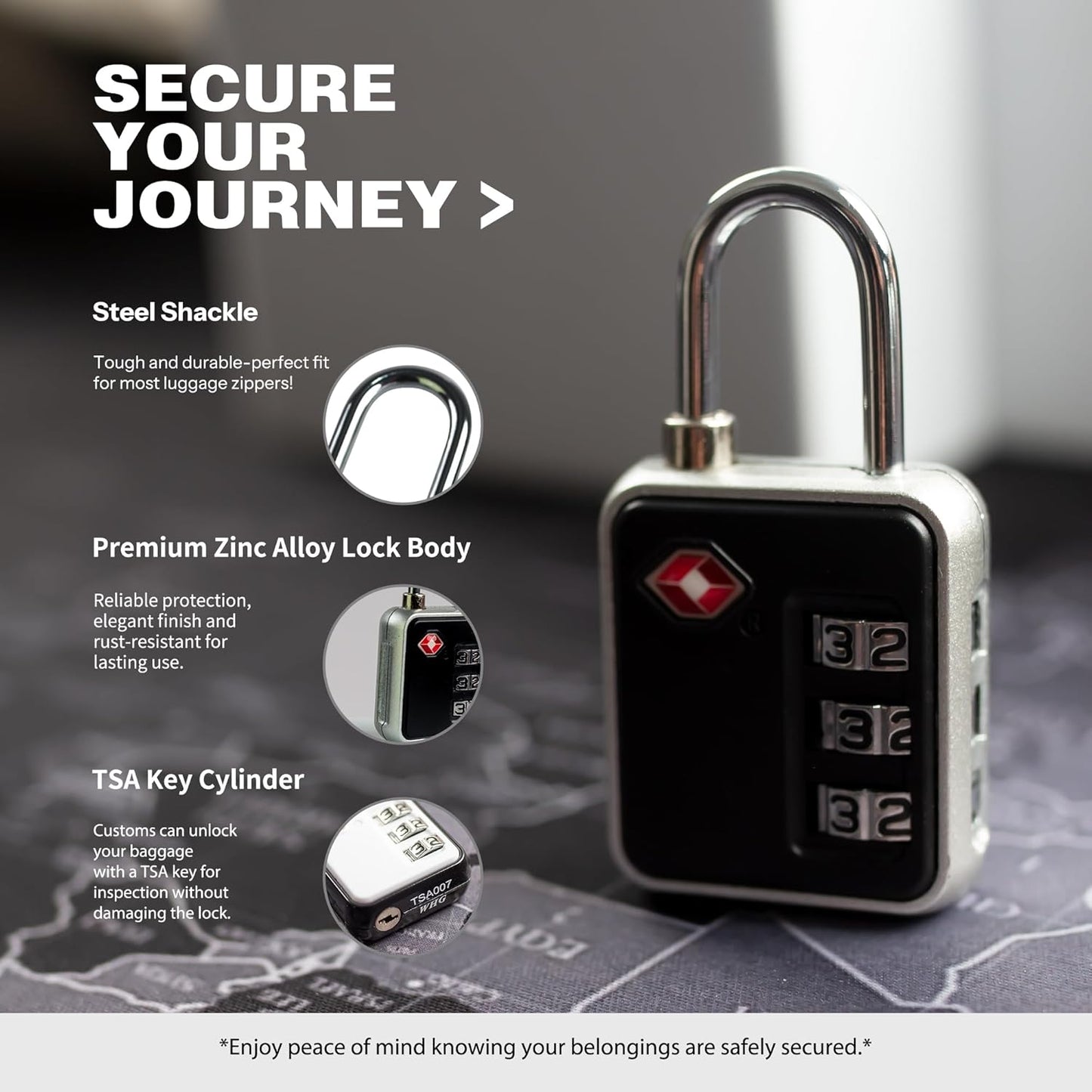 Luggage Locks TSA Approved, Combo Lock for Gym Locker, Small Combination Padlock, TSA Padlocks for Luggage, Travel Suitcase, Gun Case, Backpack Zipper, Ammo Can, Toolbox, Storage Box, Bag