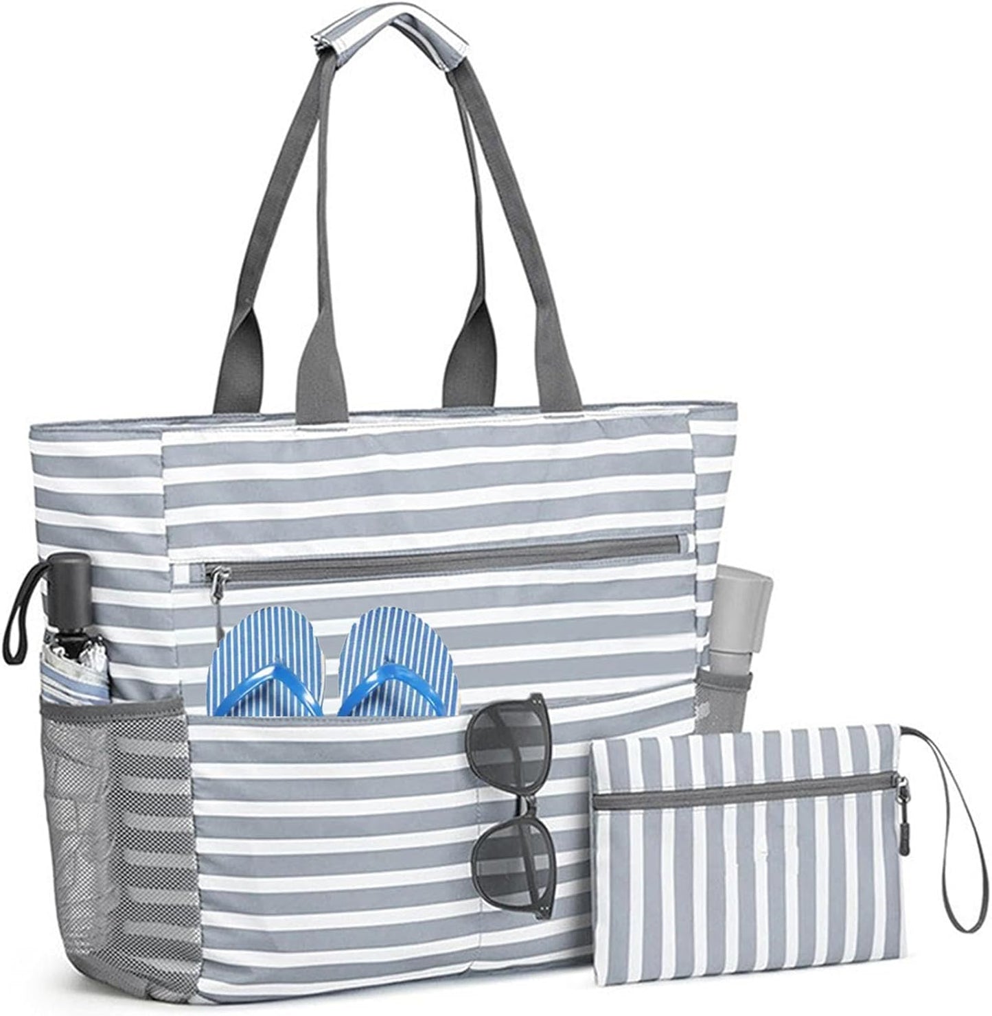 Waterproof Foldable Tote Bag for Travel – Large Carry-On with Zipper Pocket for Beach, Gym, Airplane & Weekend Trips