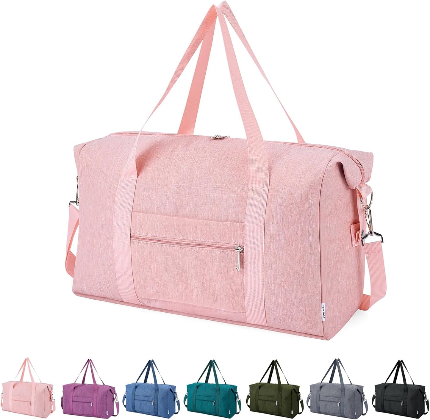 Narwey For Spirit Airlines Personal Item Bag 18x14x8 Foldable Duffle Bag for Travel Packable Duffel Bag for Traveling Carry on Bag for Airplanes Underseat Overnight for Women and Men (Pink)