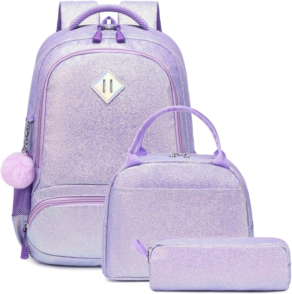 Meisohua Girls Backpack with Lunch Box 3 in 1 Set Kids Backpack for Girls Preschool Kindergarten