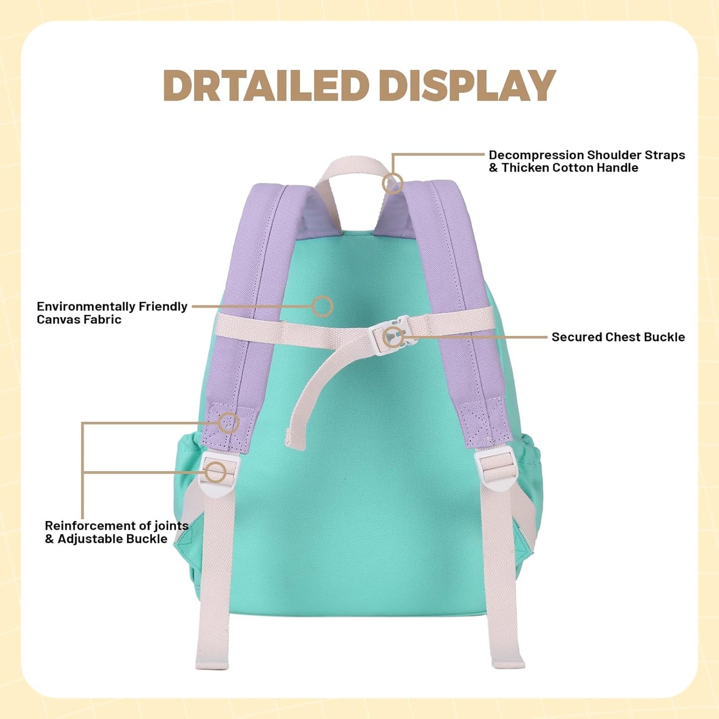 Toddler Backpack 14 Inch Kids Backpacks for Boys and Girls Classic Design Canvas School Bags with