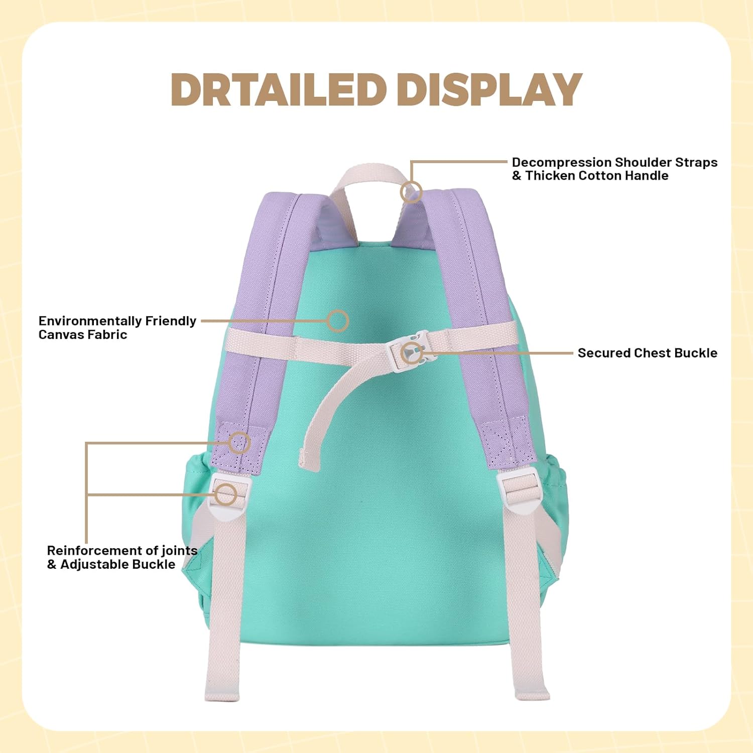 Toddler Backpack 14 Inch Kids Backpacks for Boys and Girls Classic Design Canvas School Bags with
