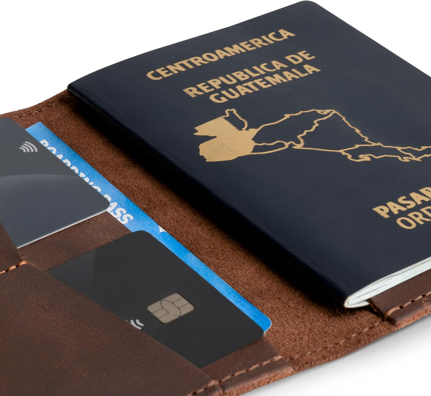 Hide & Drink, Passport and Card Organizer, Holds Up to 6 Cards Plus Folded Bills, Travel Essentials Sleeve Case, Full Grain Leather, Handmade, Bourbon Brown