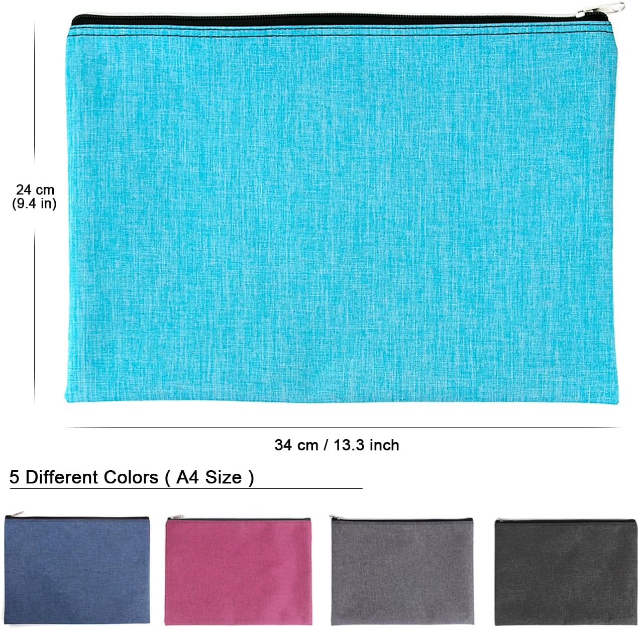 5 Pack Canvas Zipper Tool Bag Set, 13.3 x 9.4 14.4oz Heavy Duty Waterproof Multipurpose Utility Multi Tool Storage Pouch Case for Organizing and Sorting Household Tools, Spare Parts (5 Colors)