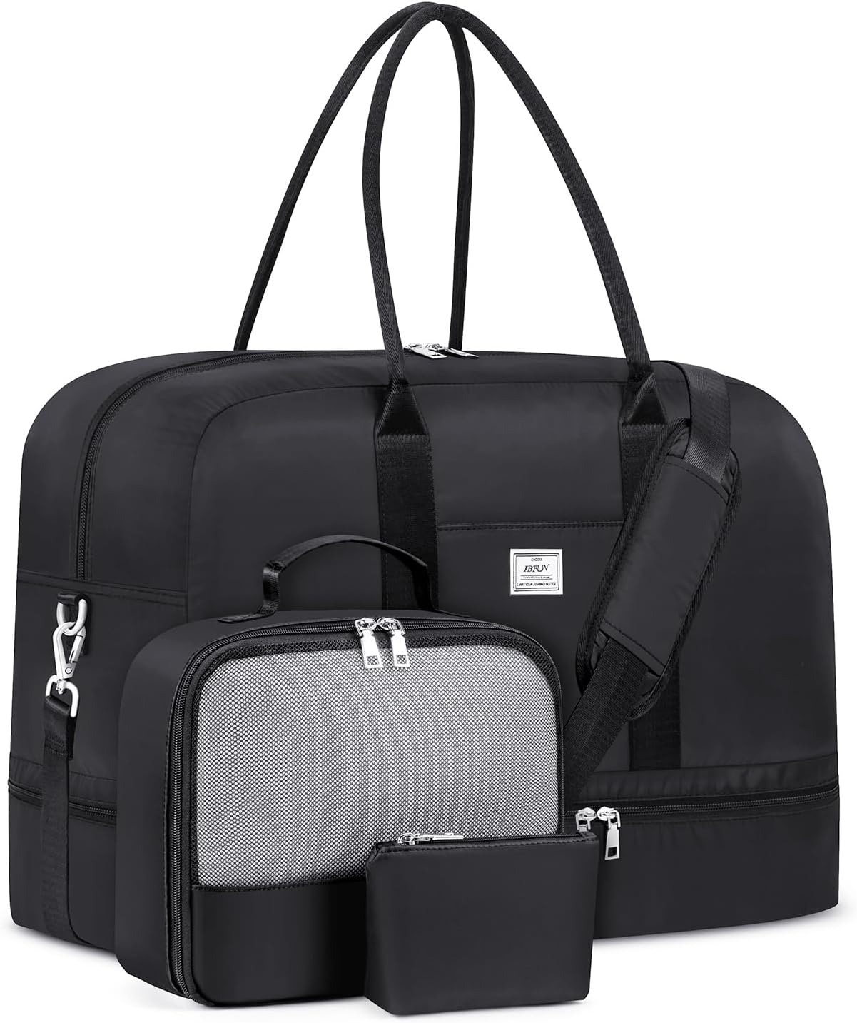 Weekender Bag for Women, Large Overnight Bag Canvas Travel Duffel Bag Carry On Tote with Shoe Compartment 21" 3Pcs Set
