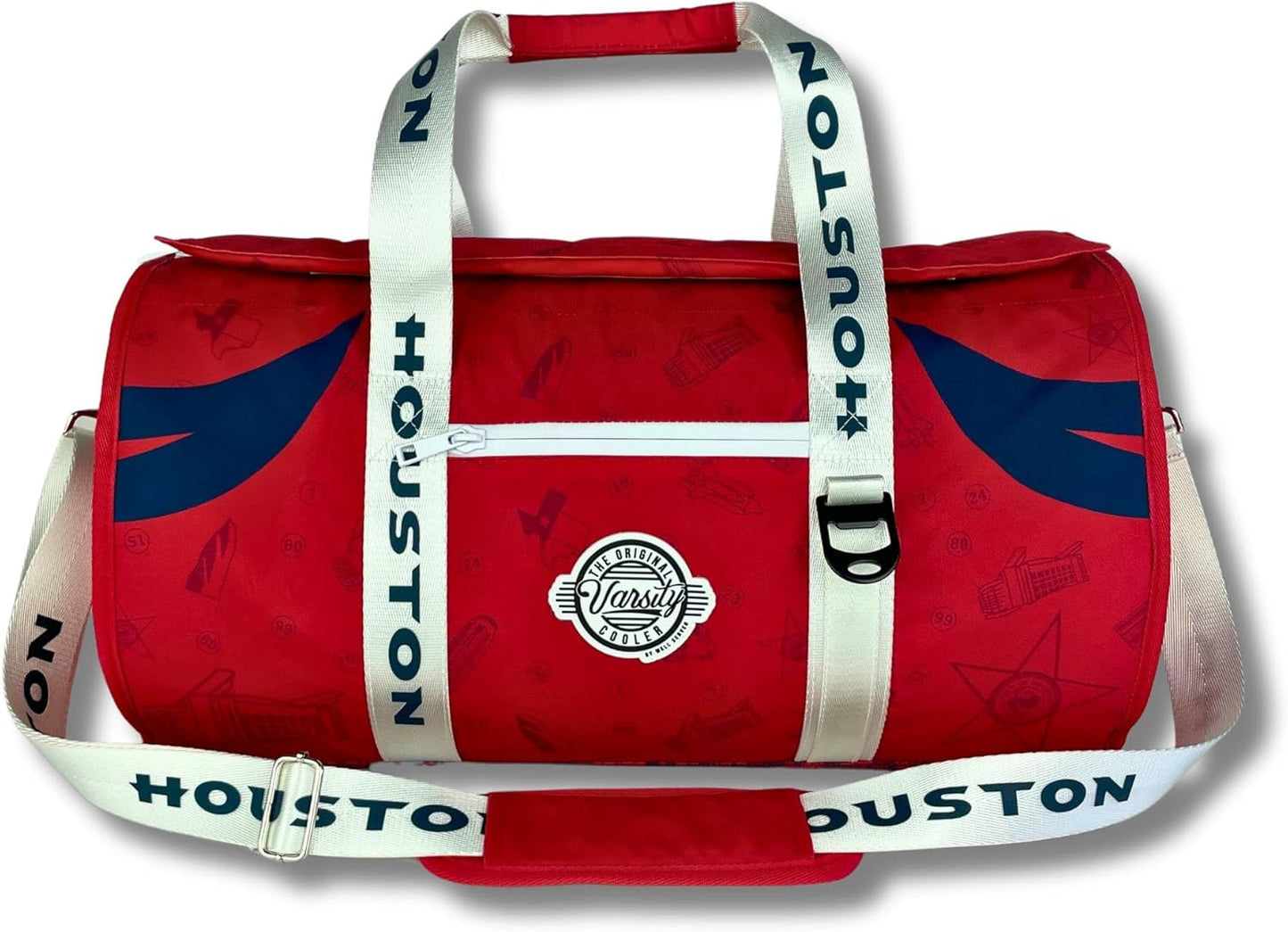 Varsity Cooler Houston Travel Party Duffel & Cooler – 30 Can Leakproof Insulated Tote Bag, Waterproof Soft compartment for Tailgating, Golf, Beach, Carry-On Luggage & Outdoor Sports