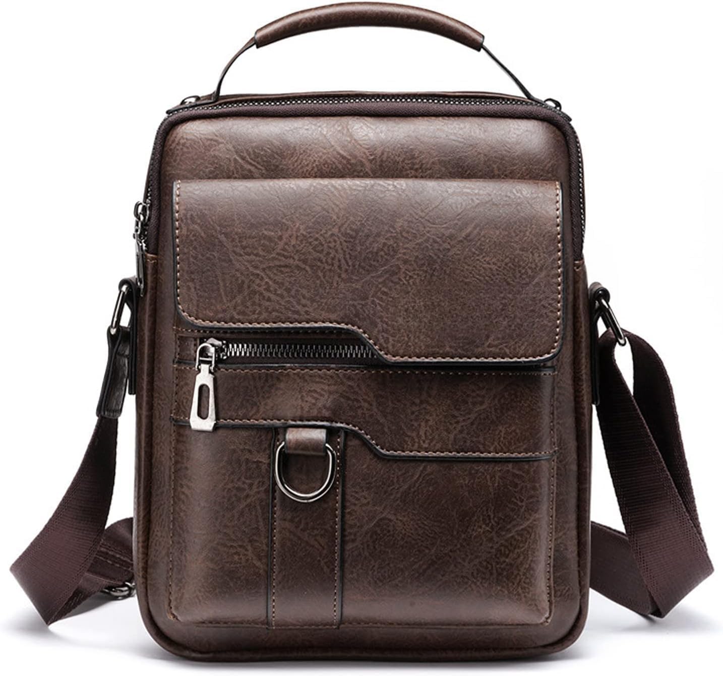 Vintage Genuine Leather Crossbody Bag for Men – Small Shoulder Satchel Handbag for Daily Use